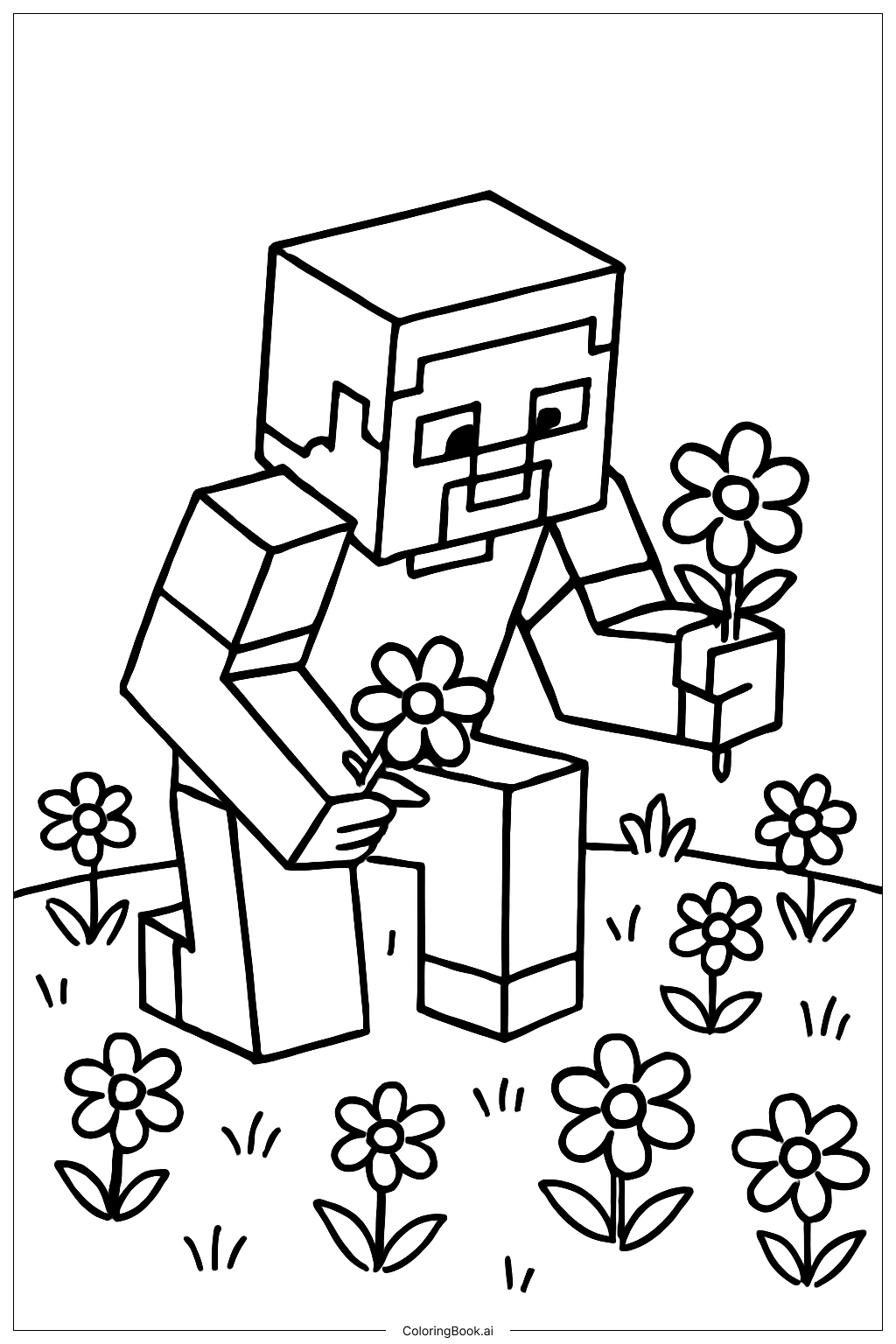 我的世界史蒂夫采花