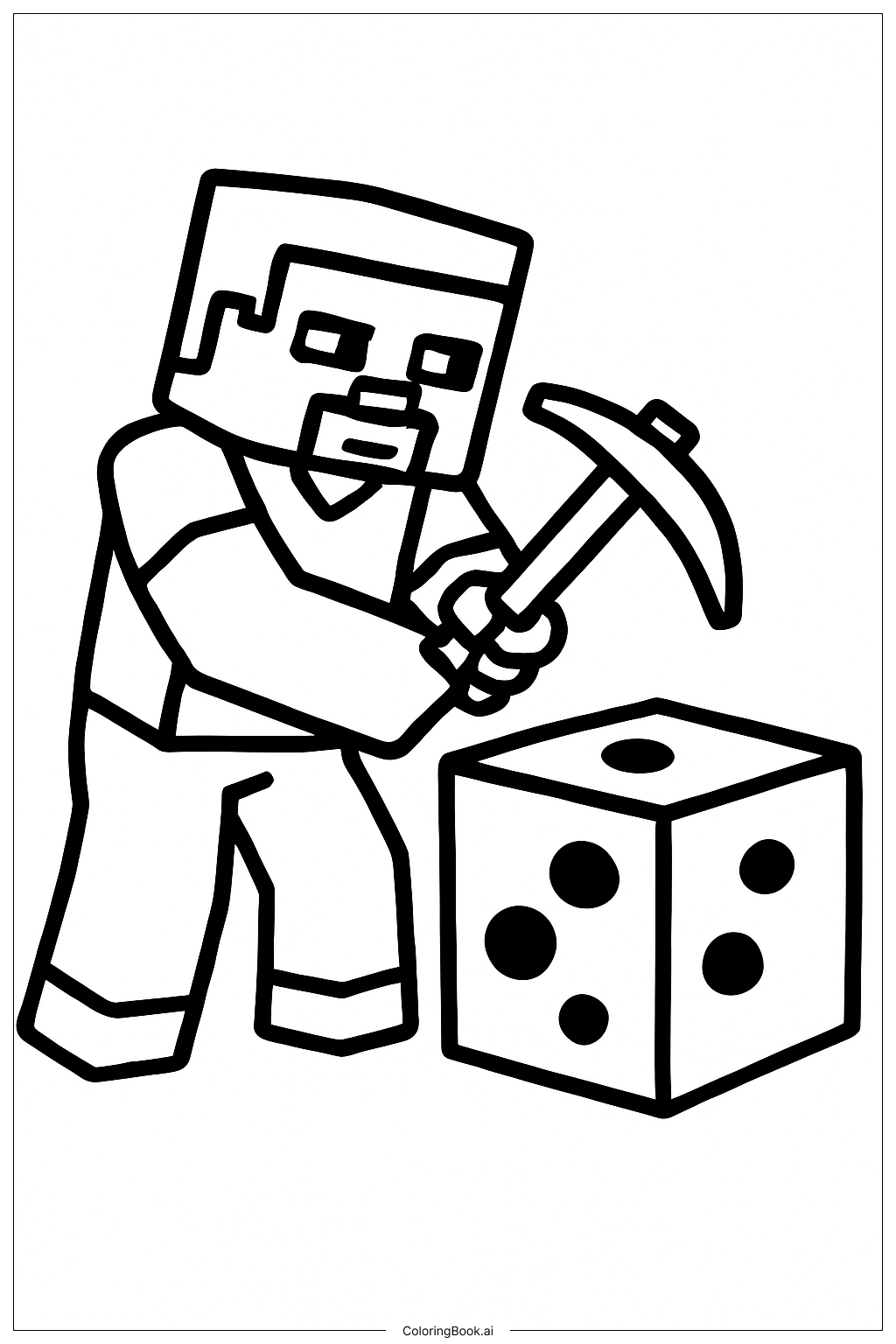  我的世界史蒂夫采煤填色页 