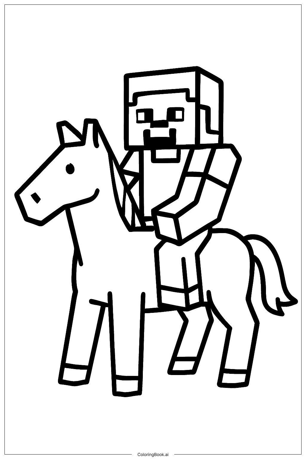  我的世界史蒂夫骑马填色页 