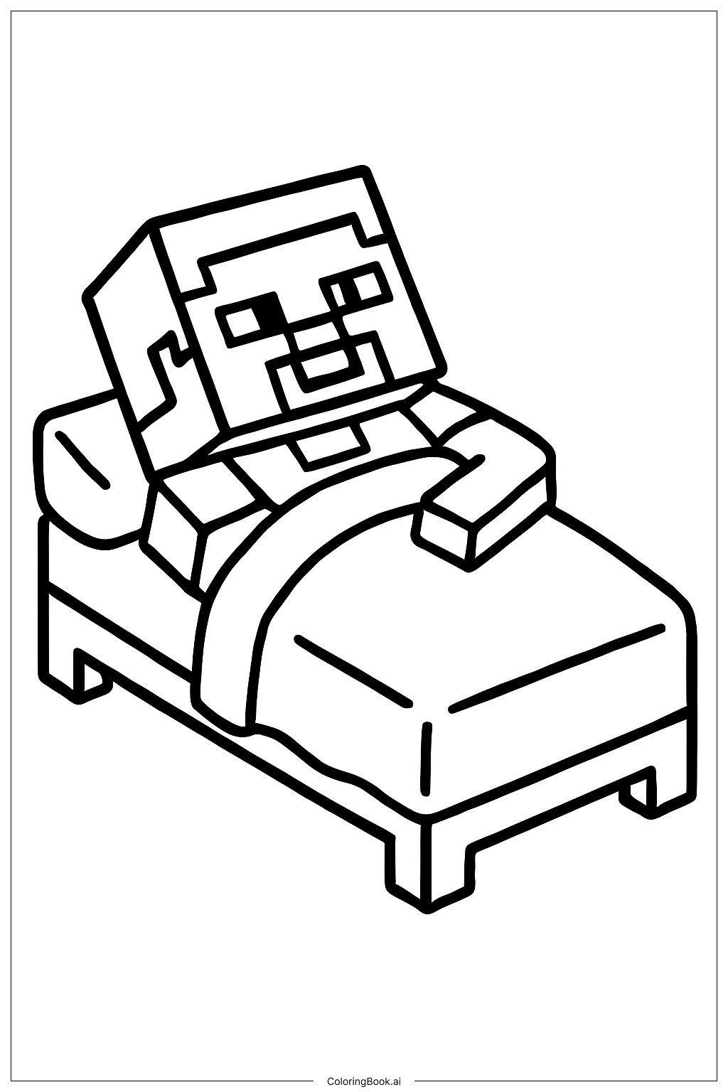  Minecraft史蒂夫睡觉填色页 