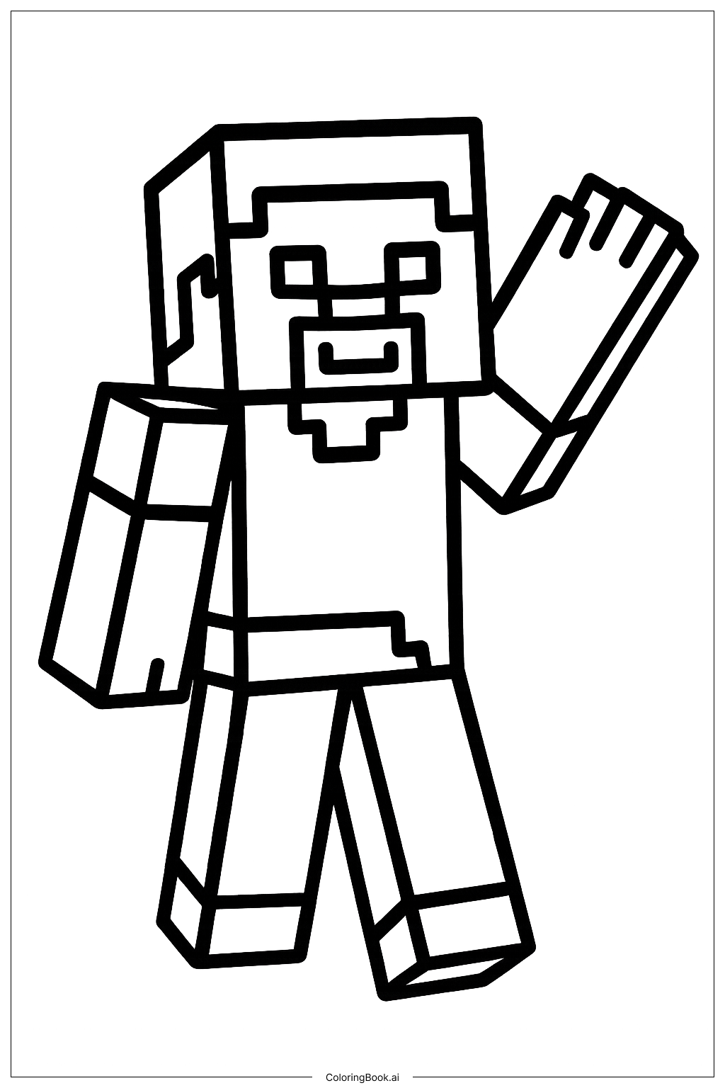  Minecraft 史蒂夫招手填色页 