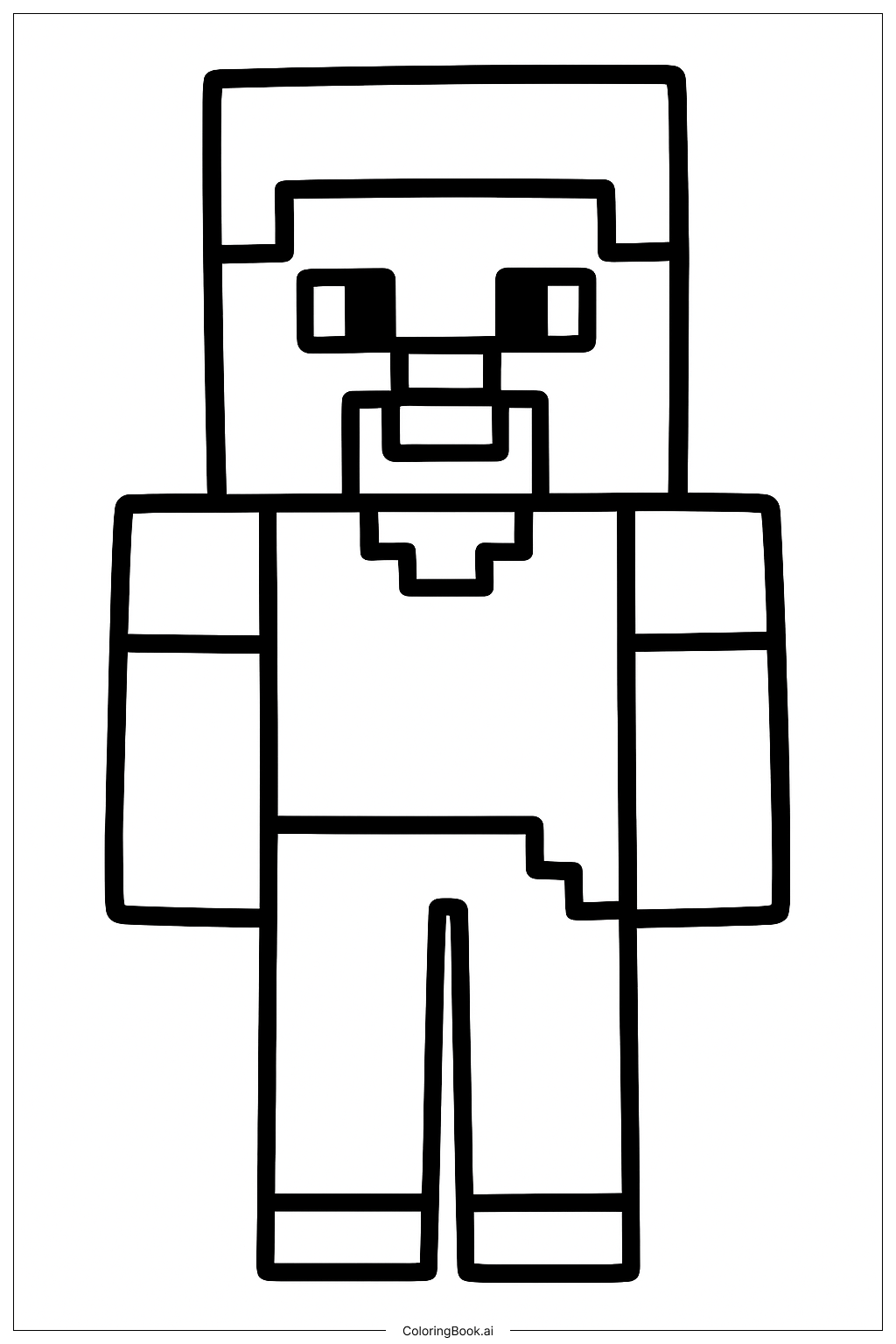  Minecraft 史蒂夫戴头盔填色页 