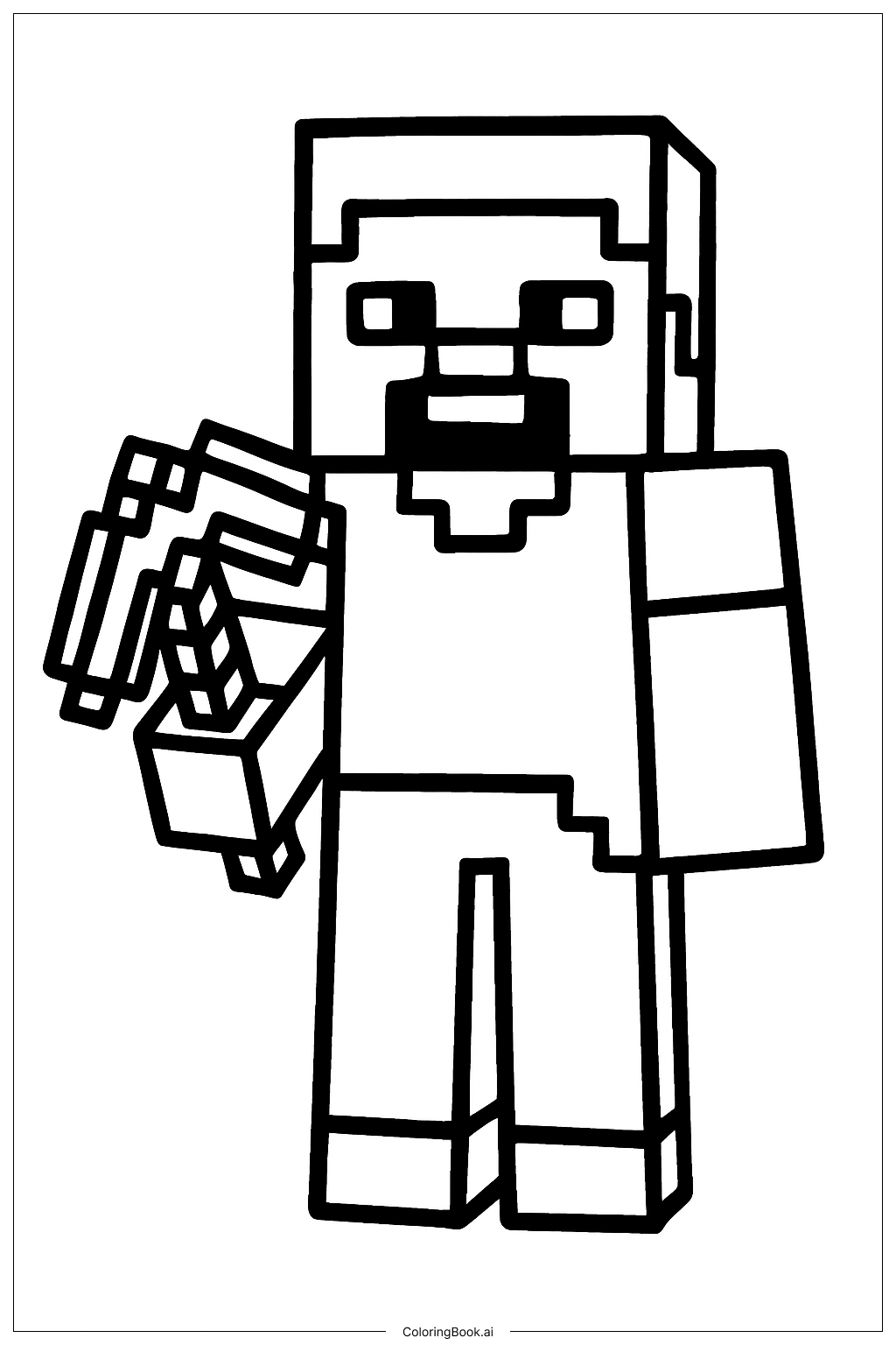  我的世界 持镐史蒂夫填色页 