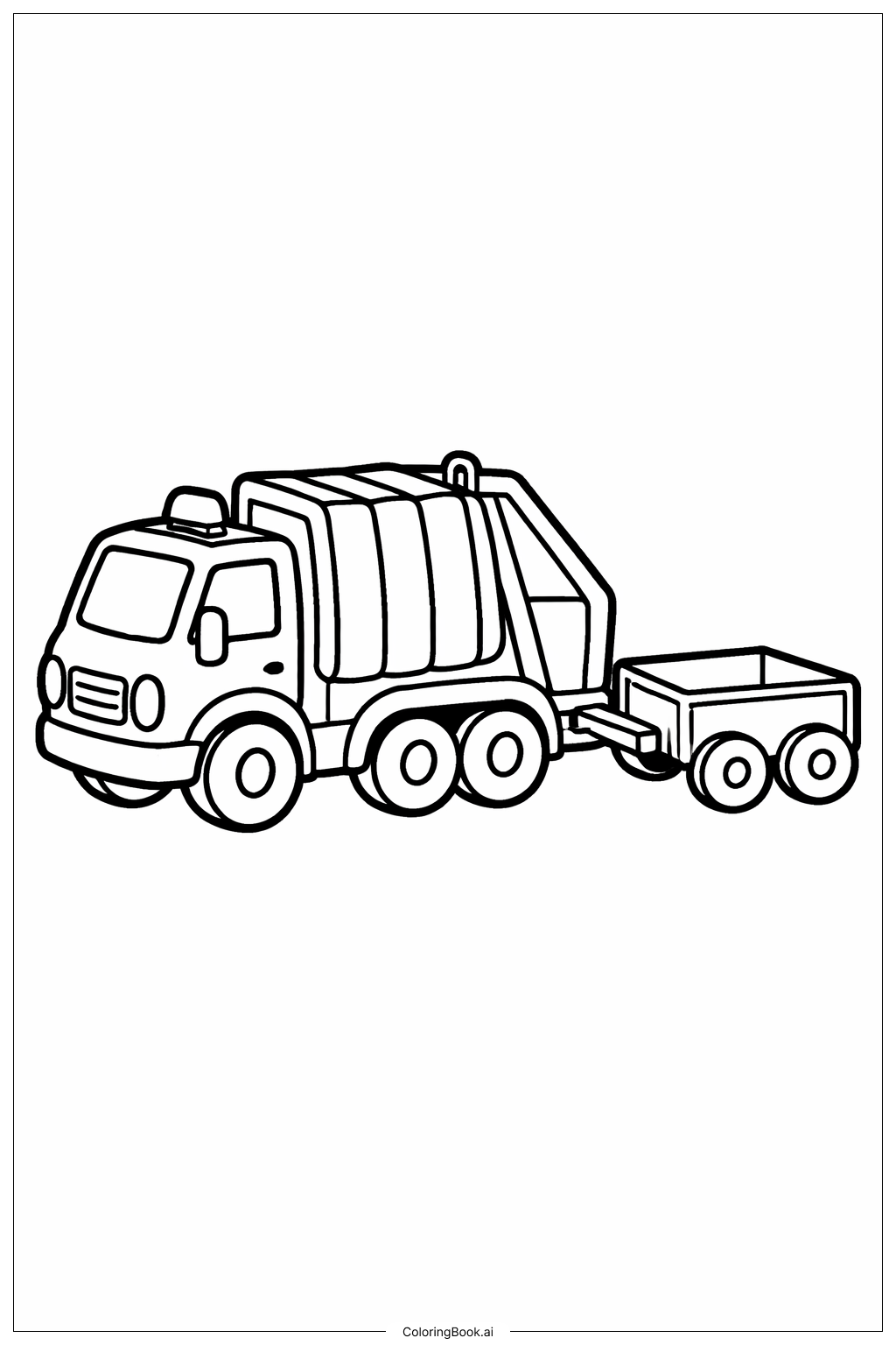 트레일러가 부착된 미니 쓰레기차 색칠공부 페이지