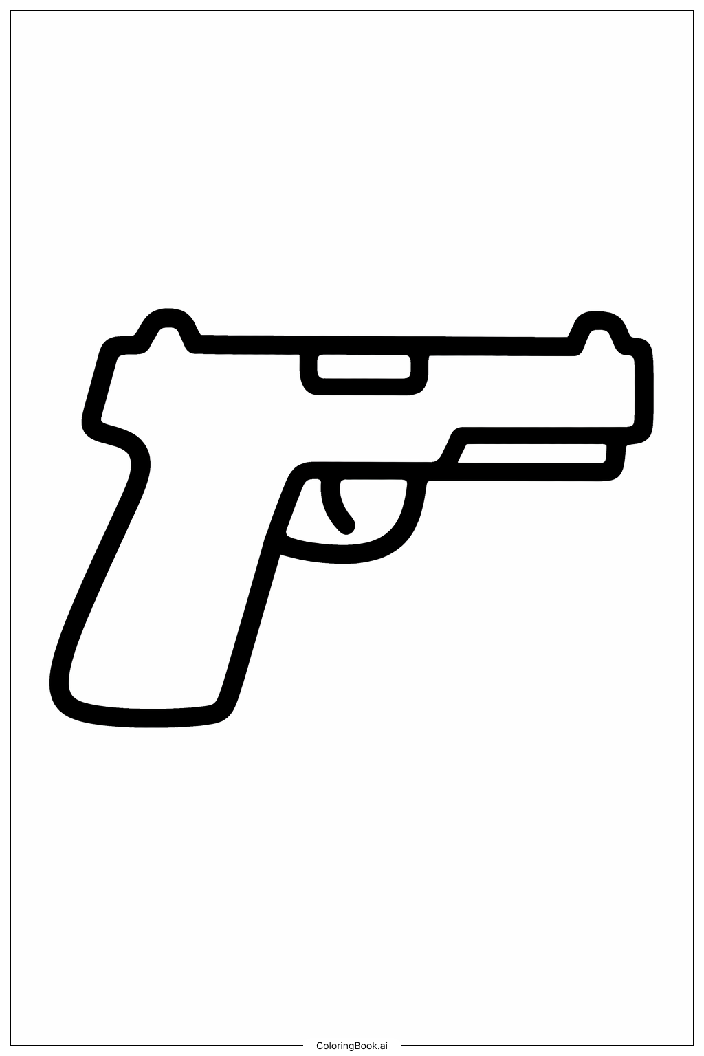  Page de coloriage Silhouette Minimaliste d'Arme à Feu 