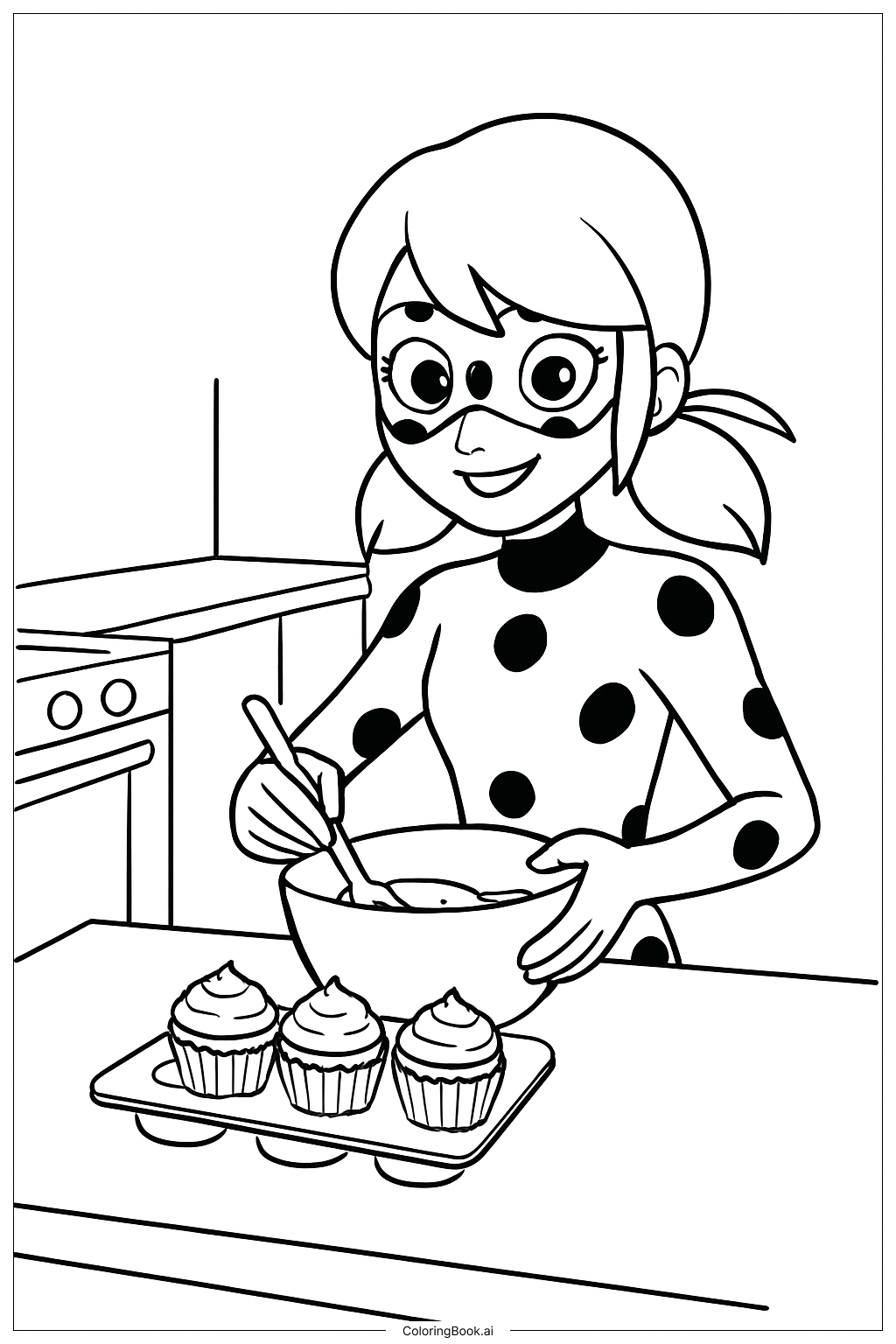 Trang tô màu Nướng Bánh Miraculous Ladybug