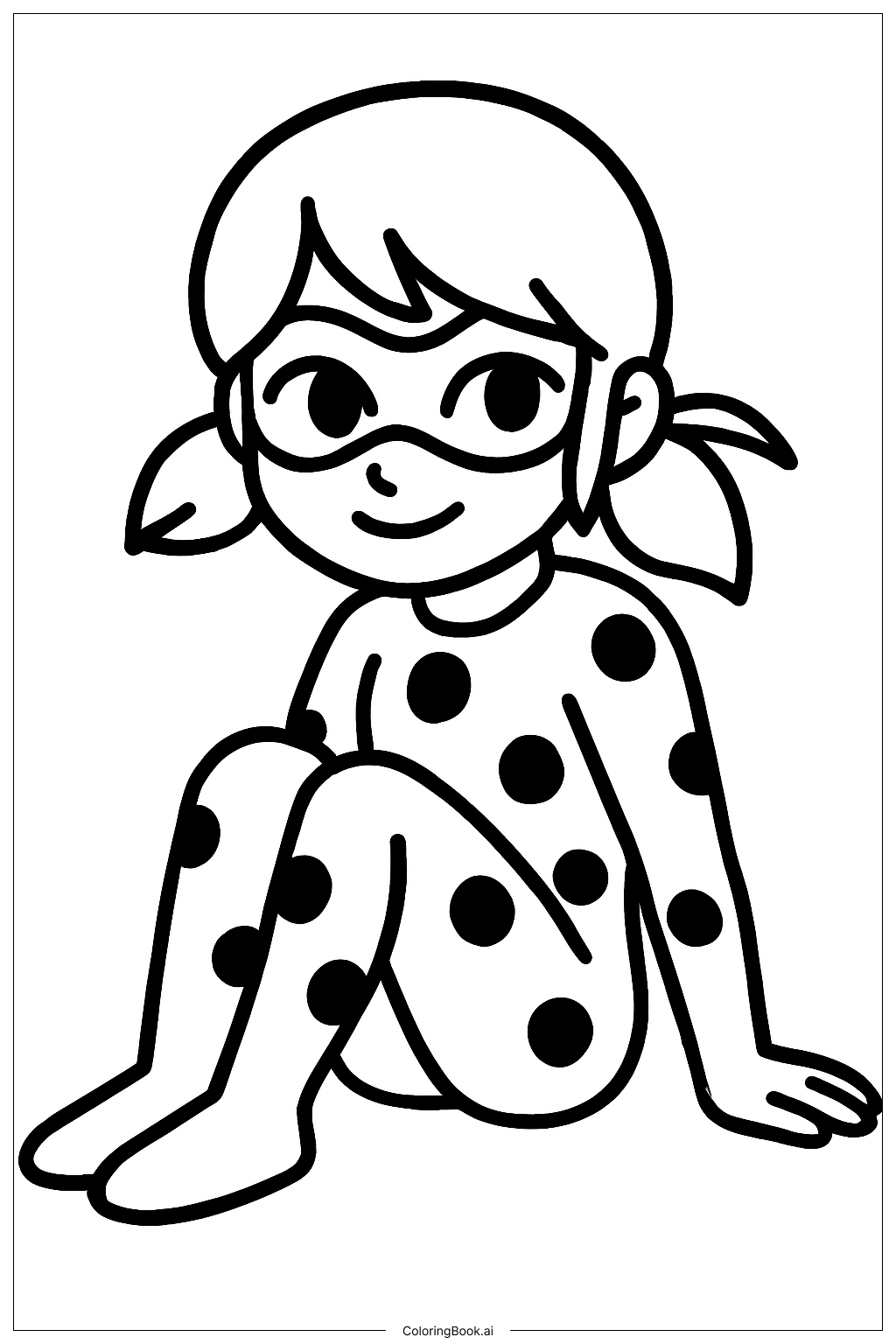  Trang tô màu Miraculous Ladybug Ngồi 