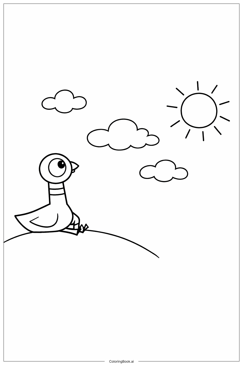  Página para colorear de Mo Willems Paloma Observando las Nubes 