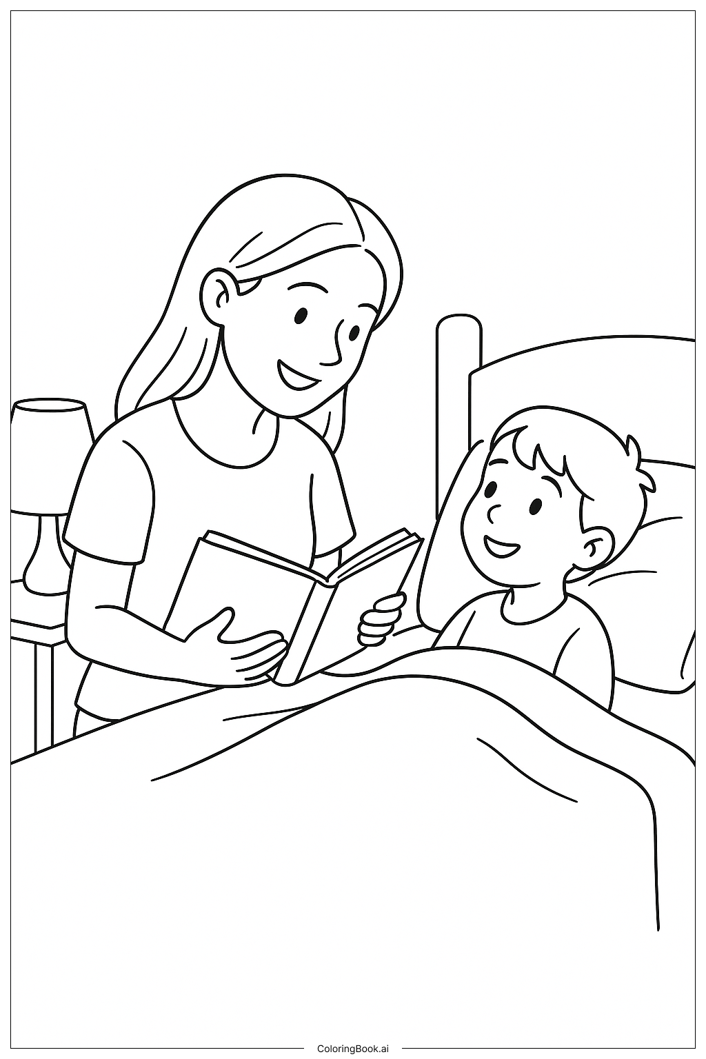 Mom At Bedtime Story Coloring Page 