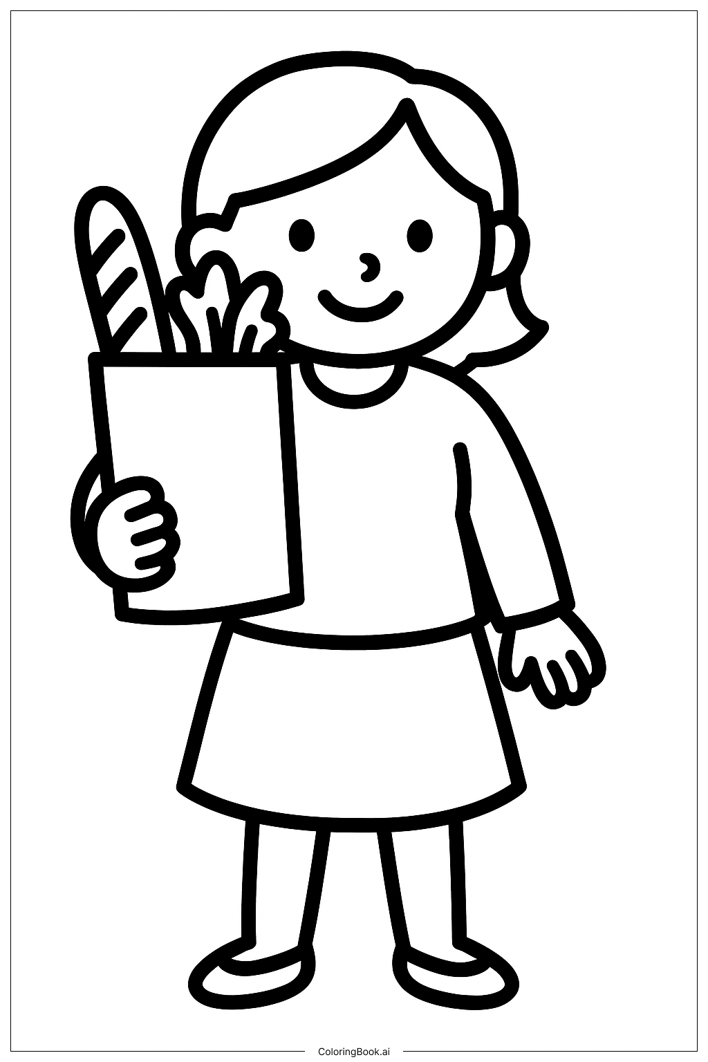  Página para colorear de Mamá llevando bolsa de compras 