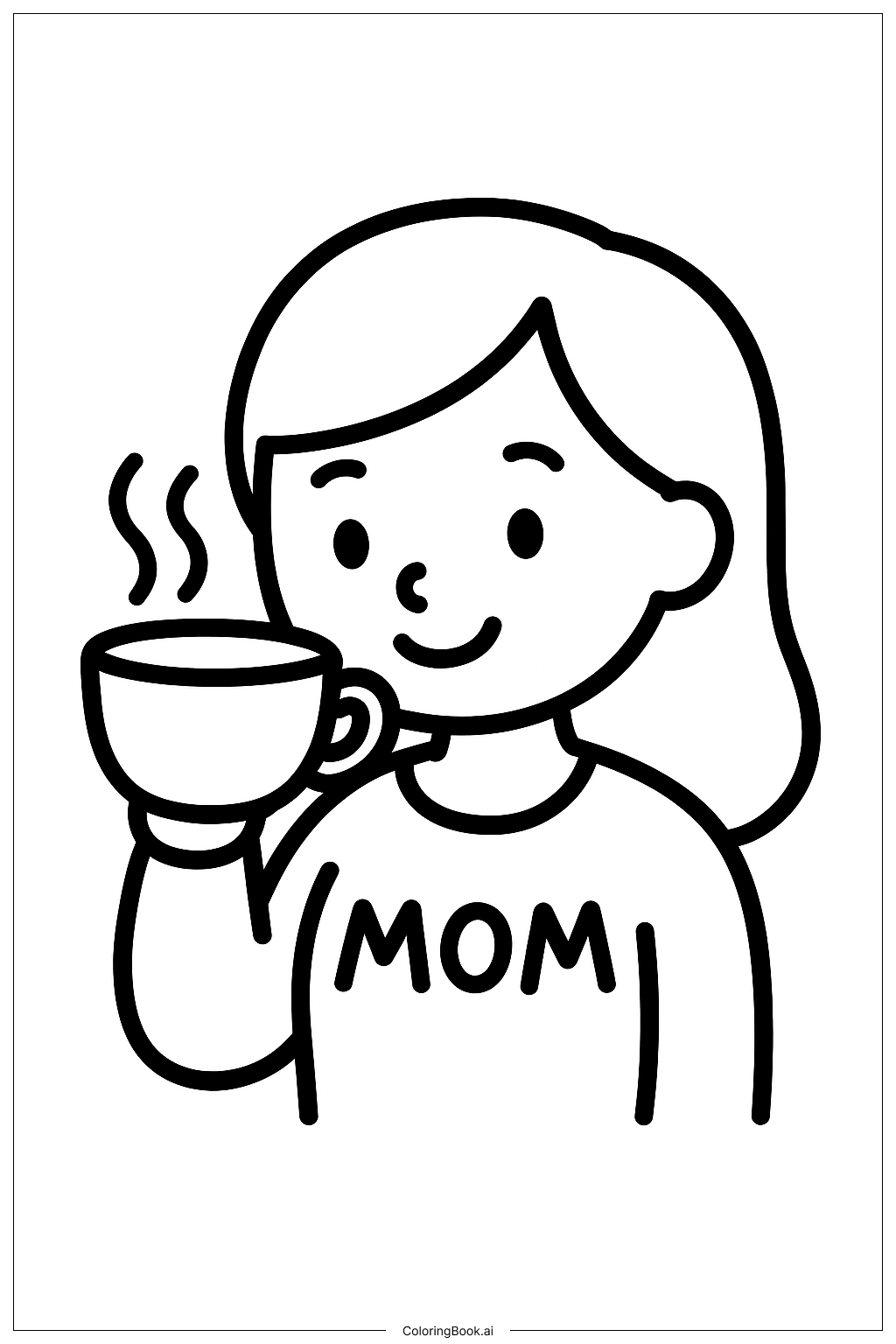 Mom Drinking Tea Coloring Page