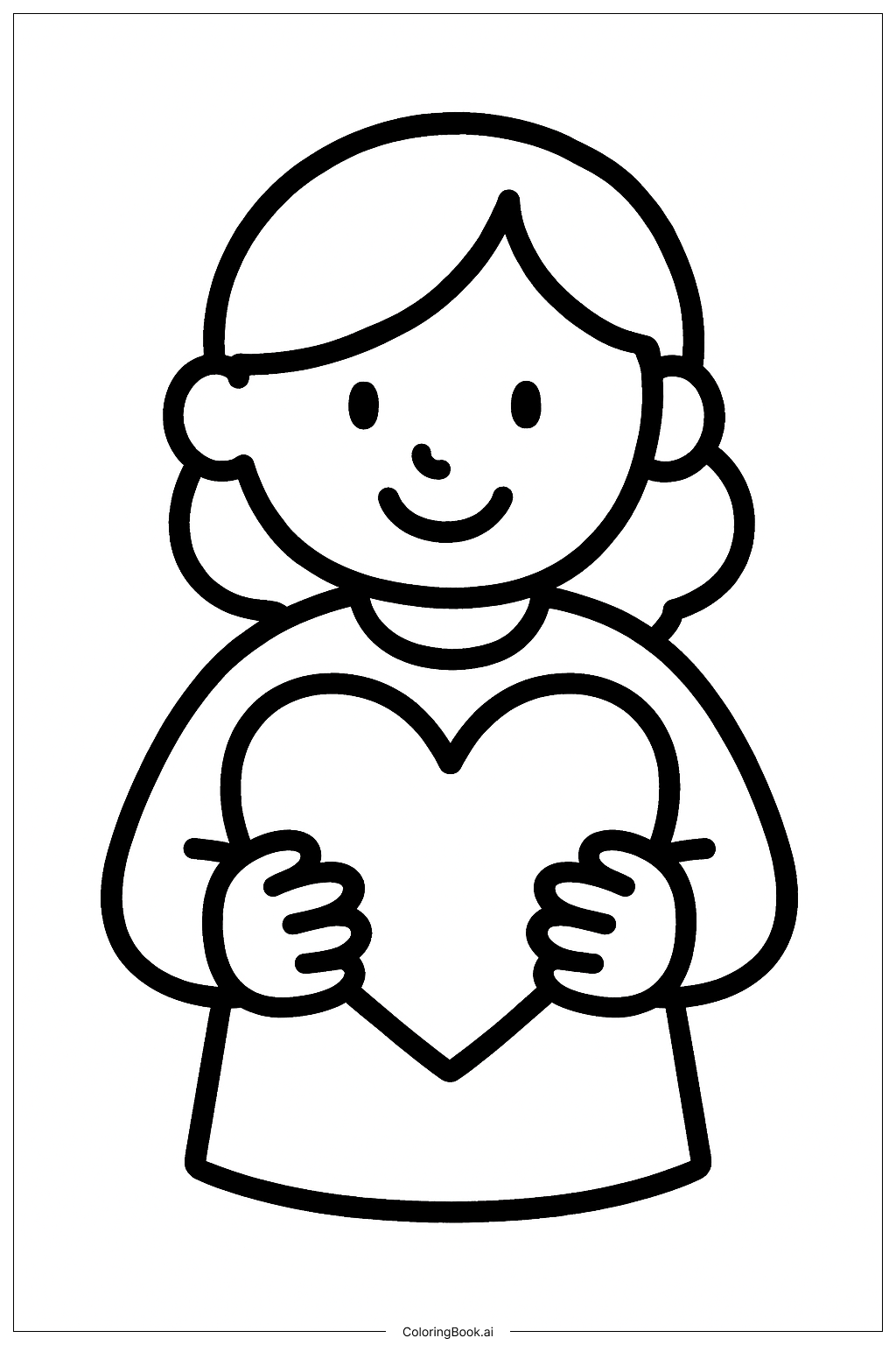 Página para colorear de Mamá sosteniendo un corazón