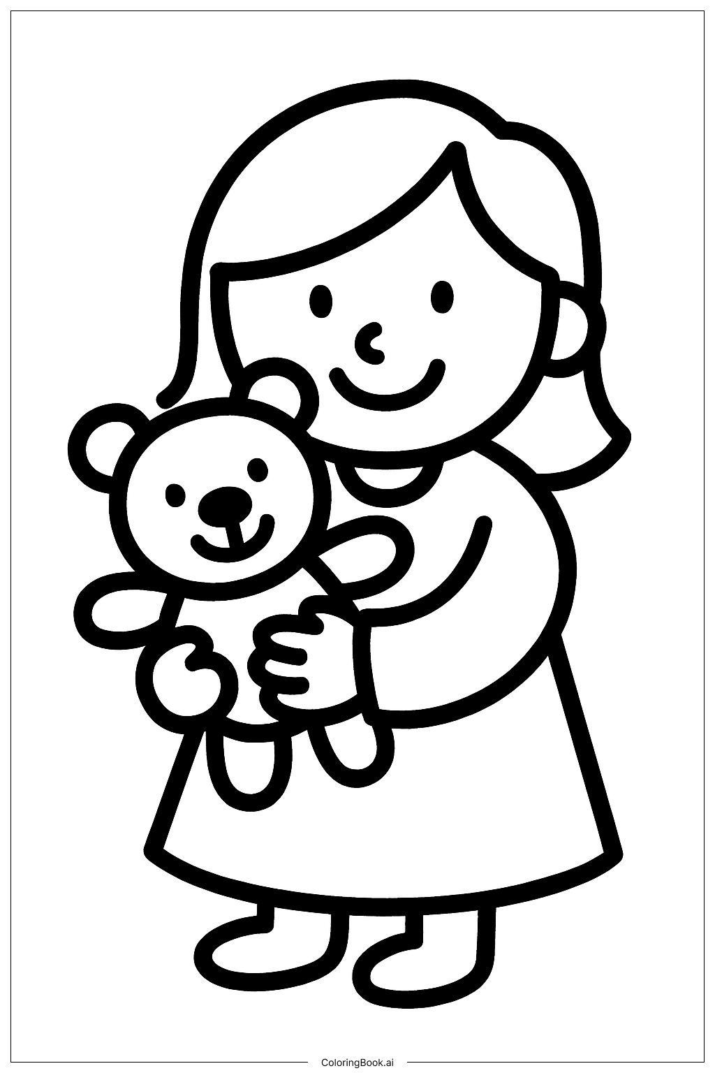  Página para colorear de Mamá sosteniendo un osito de peluche 