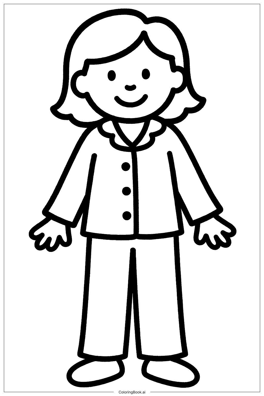 Mom In Pajamas Coloring Page