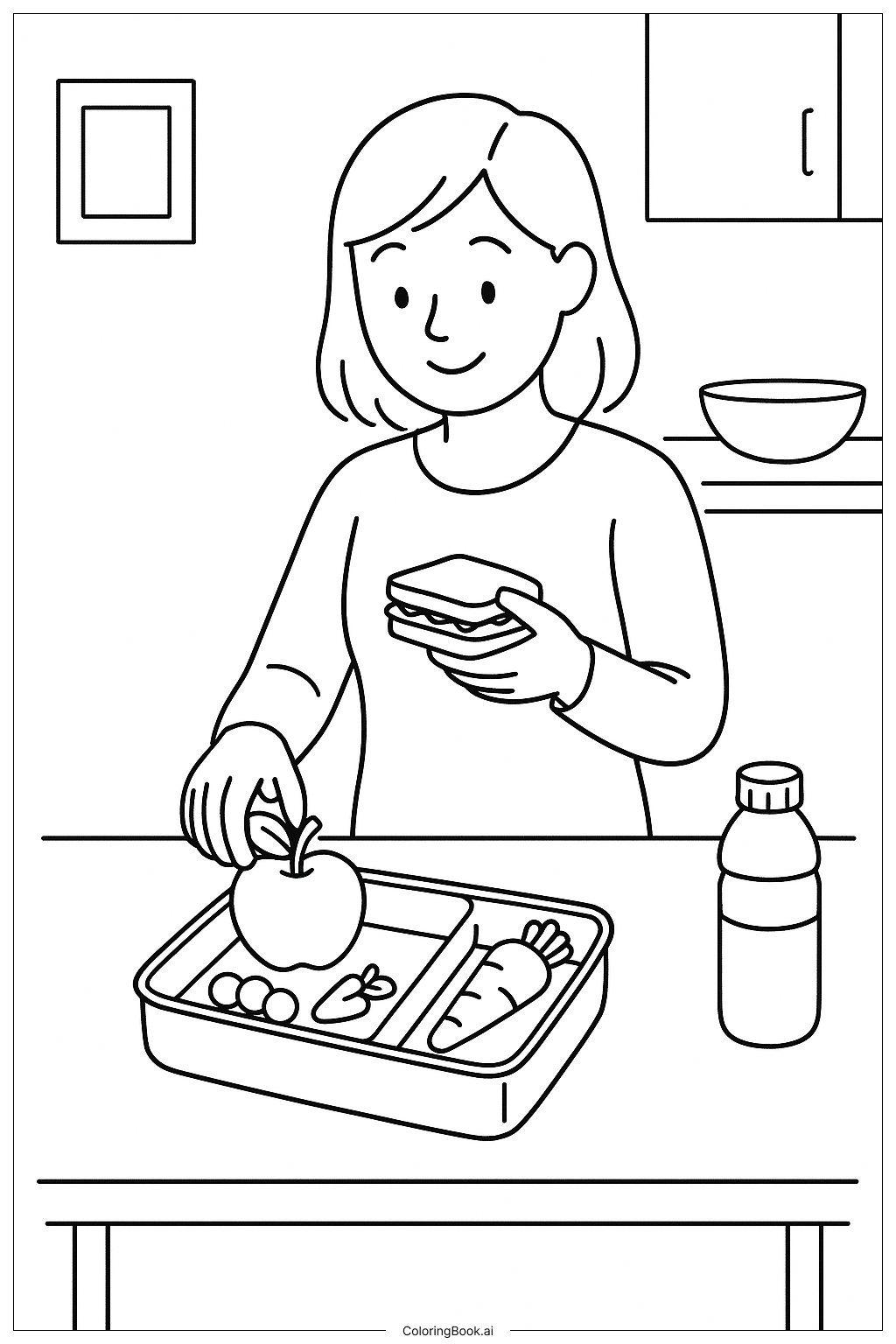 Mom Packing Lunchbox Coloring Page 