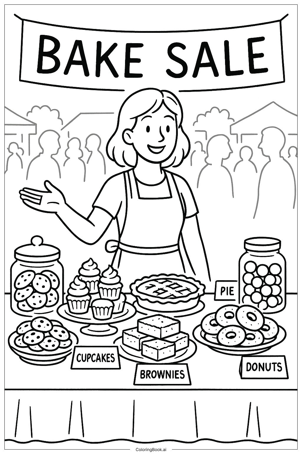  妈妈经营的烘焙义卖填色页 