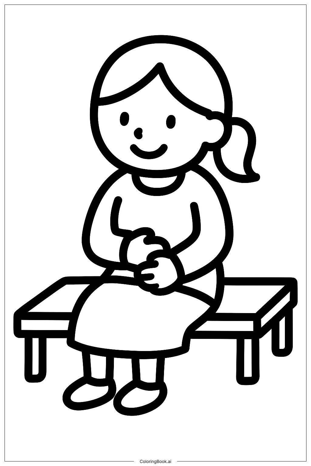 Mamá sentada en un banco