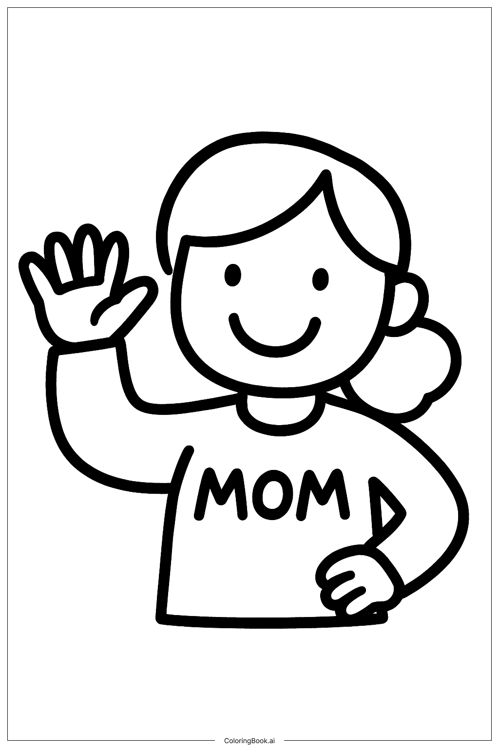  Página para colorear de Mamá saludando 