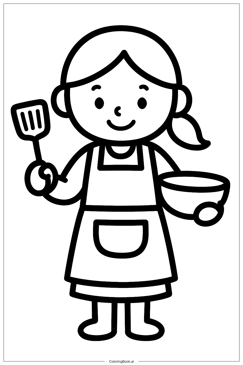 Página para colorear de Mamá con delantal