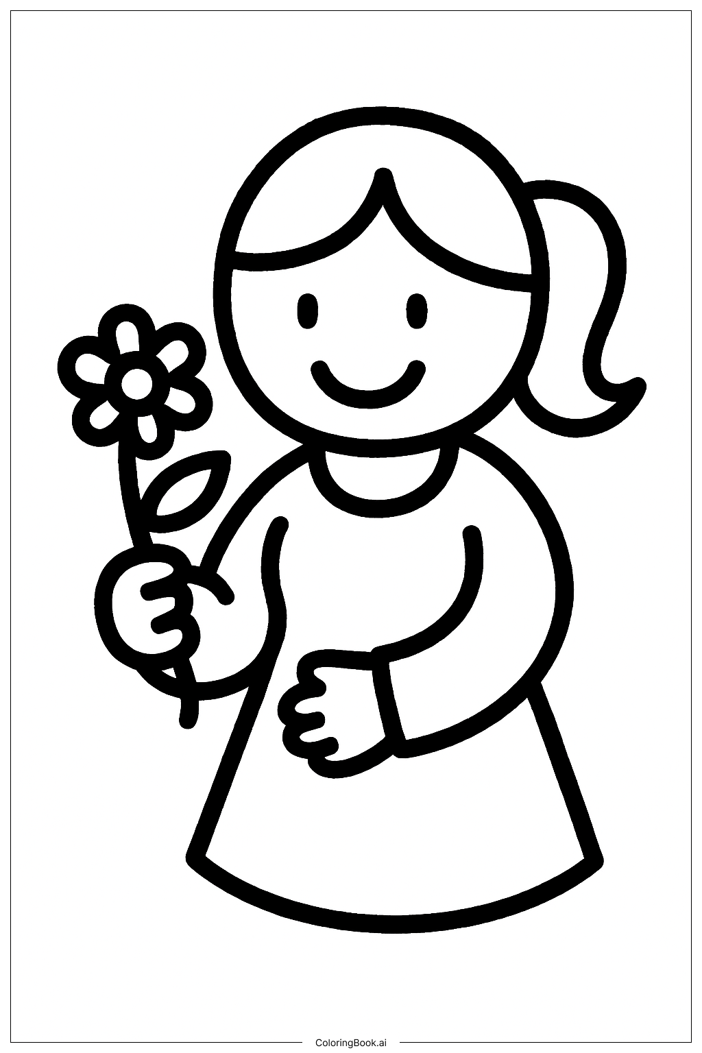  Página para colorear de Mamá con flor 