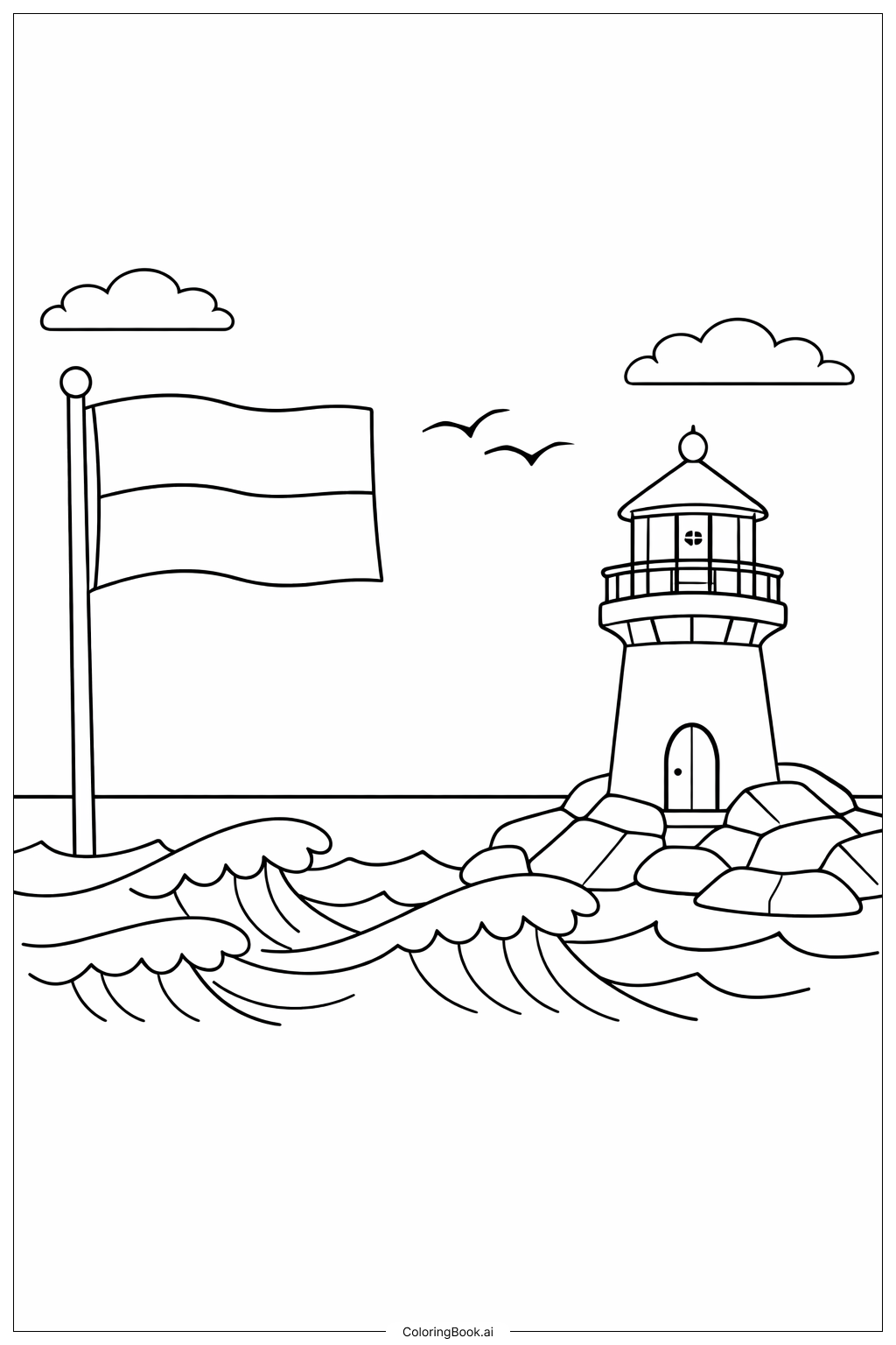  Trang tô màu Cờ Monaco Và Hải đăng 