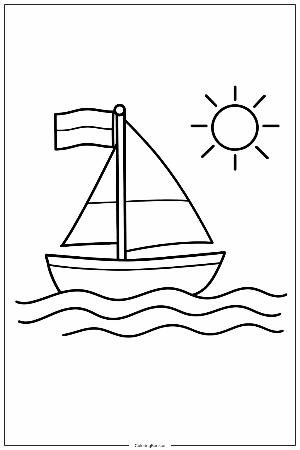  モナコの旗とヨットの塗り絵ページ 