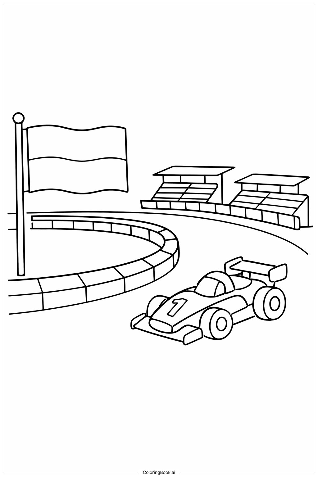  レーシングトラックのモナコ旗の塗り絵ページ 