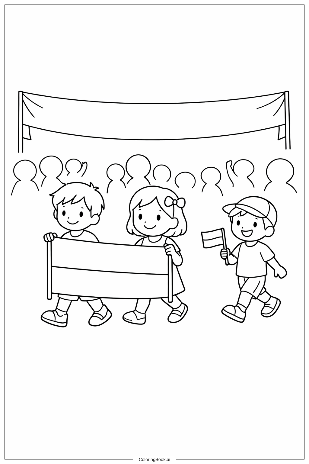  Trang tô màu Lễ diễu hành với cờ Monaco của trẻ em 