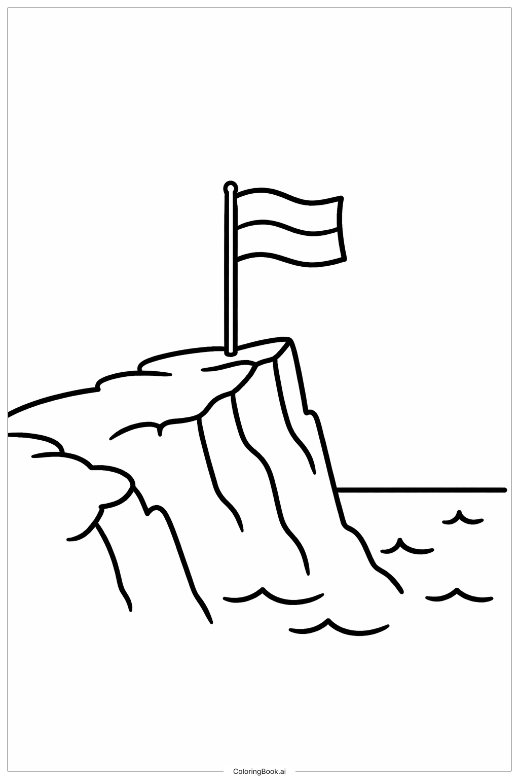  崖の上のモナコ旗の塗り絵ページ 