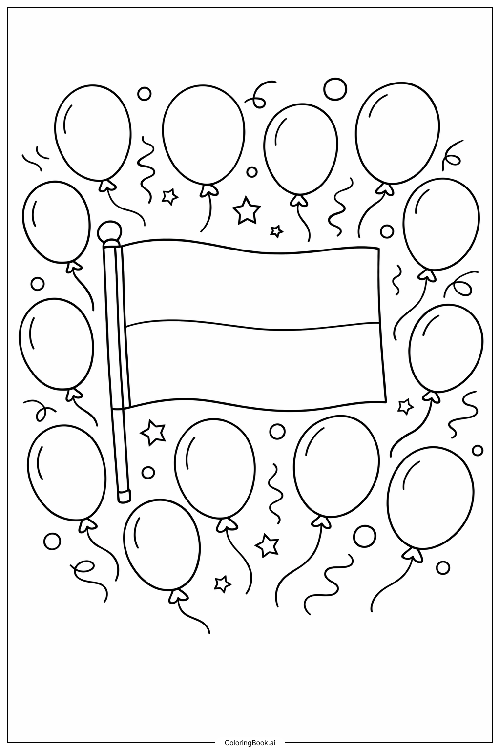  Trang tô màu Cờ Monaco với Bóng Bay 