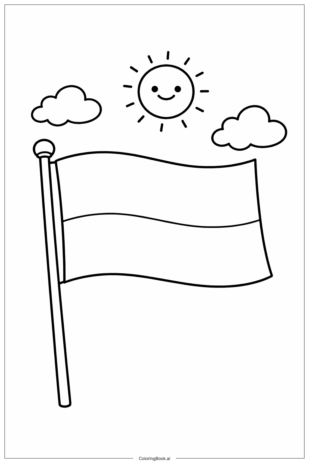  Monaco-Flagge mit lächelnder Sonne Ausmalseite 