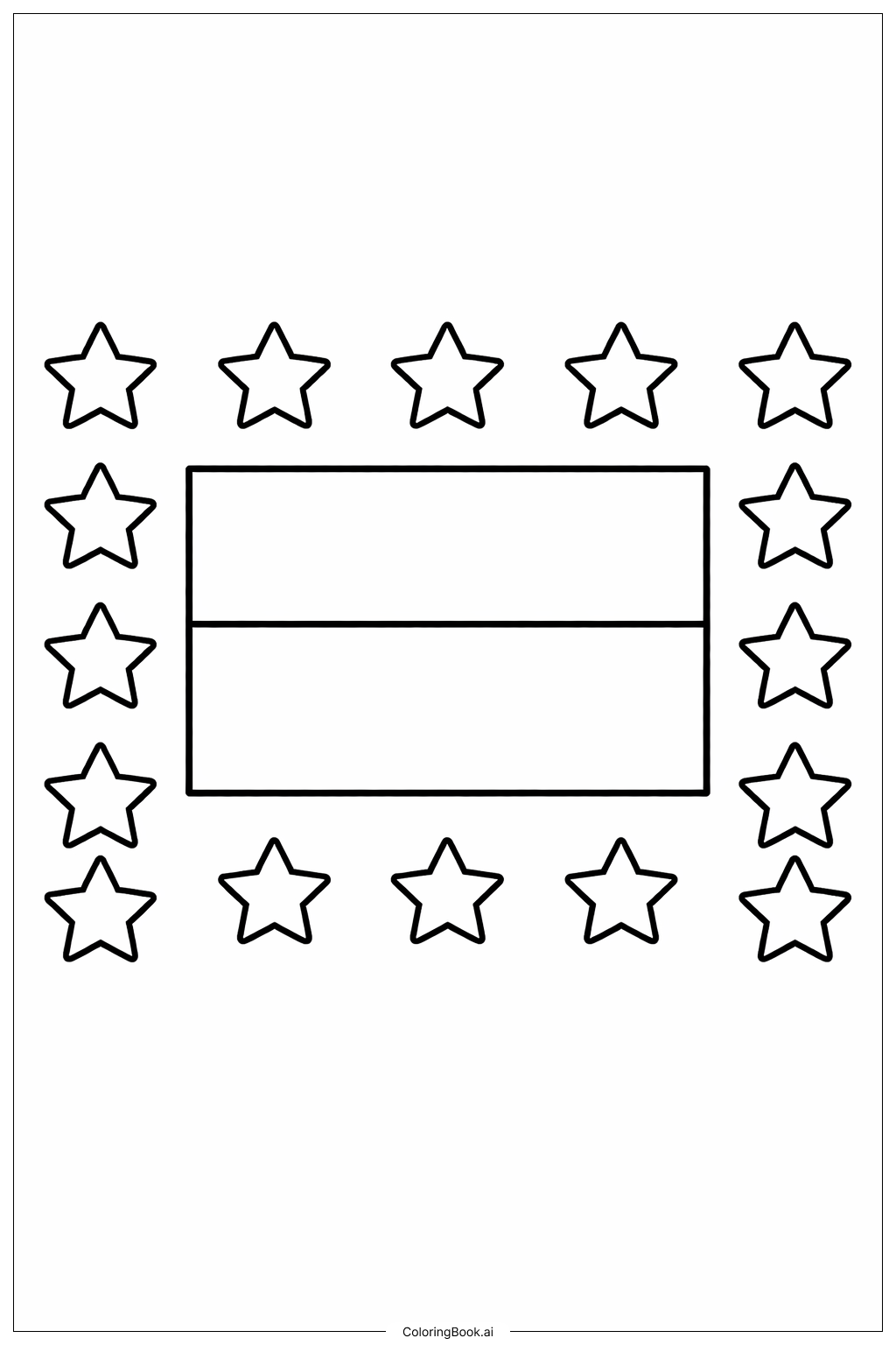  Trang tô màu Quốc Kỳ Monaco Với Khung Viền Sao 