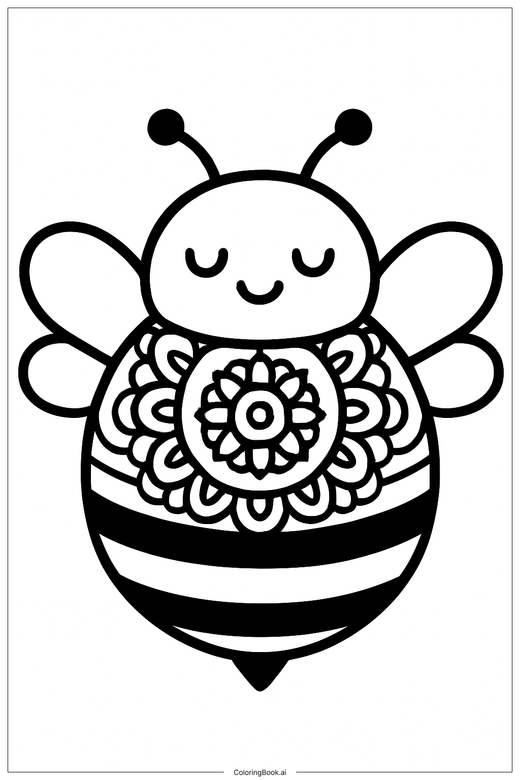Page de coloriage L'abeille occupée du lundi Mandala