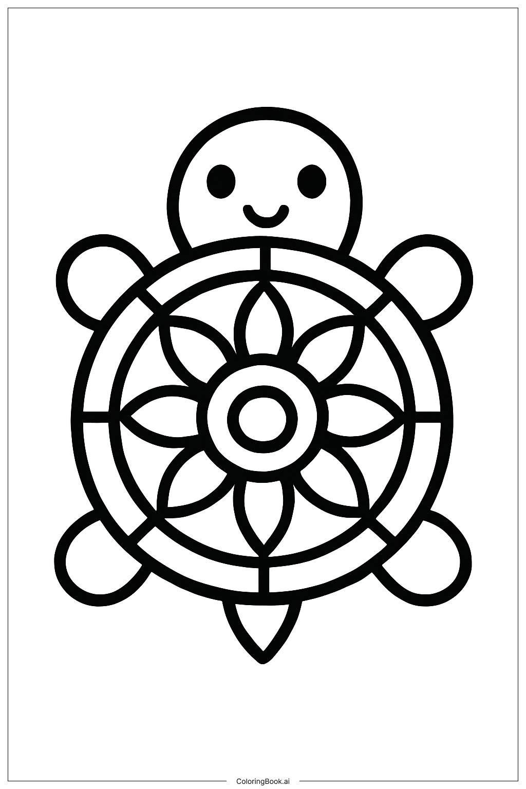 Page de coloriage Lundi Mandala Tortue Adorable