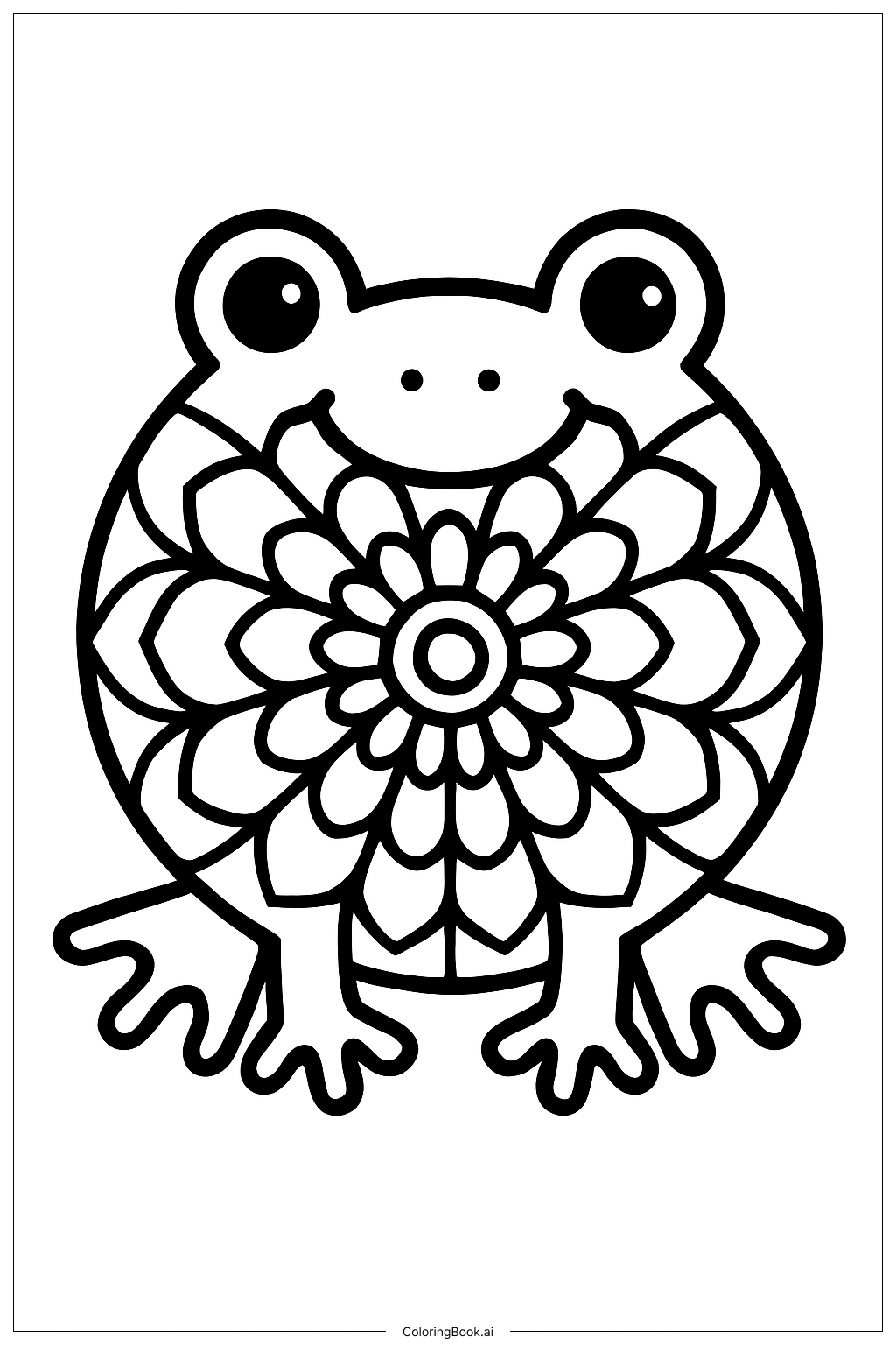 Page de coloriage Lundi Mandala Grenouille Heureuse