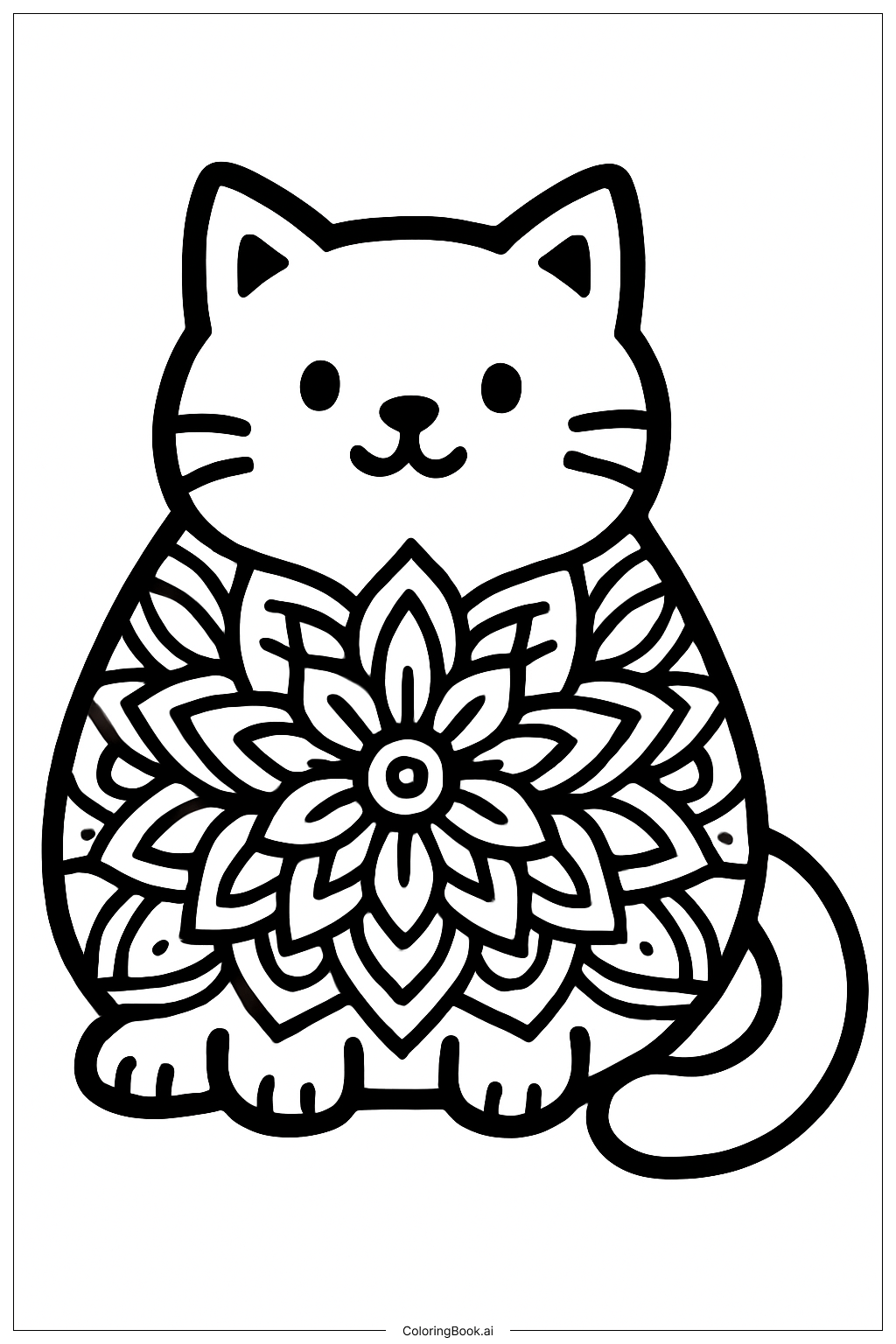 Page de coloriage Lundi Mandala Petit Chat