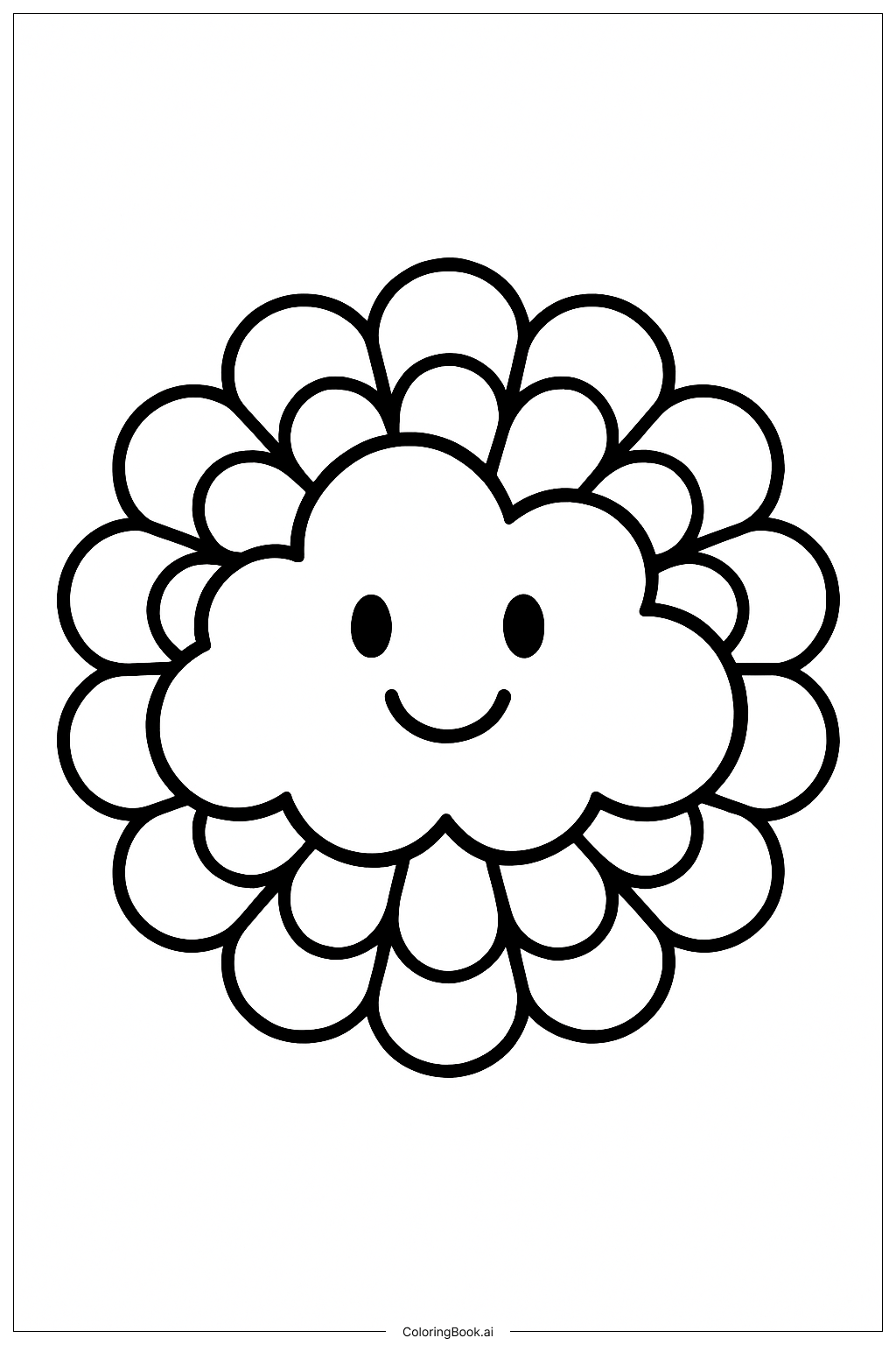 Page de coloriage Mandala du lundi Nuage souriant