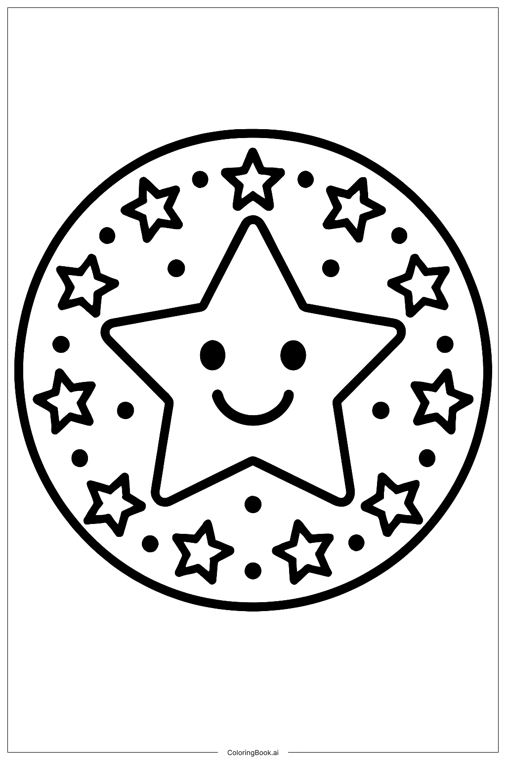 Page de coloriage Lundi Mandala Visage Étoile