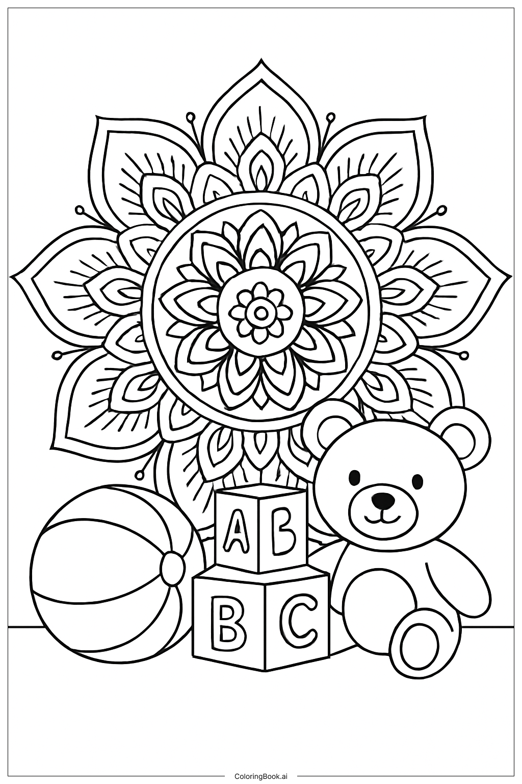 Page de coloriage Boîte à Jouets Mandala du Lundi