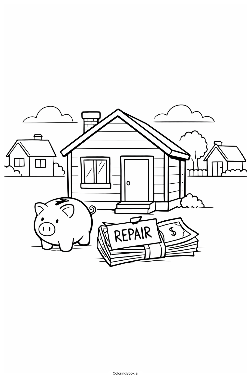  Página para colorear de Fondos para la Renovación de la Casa 