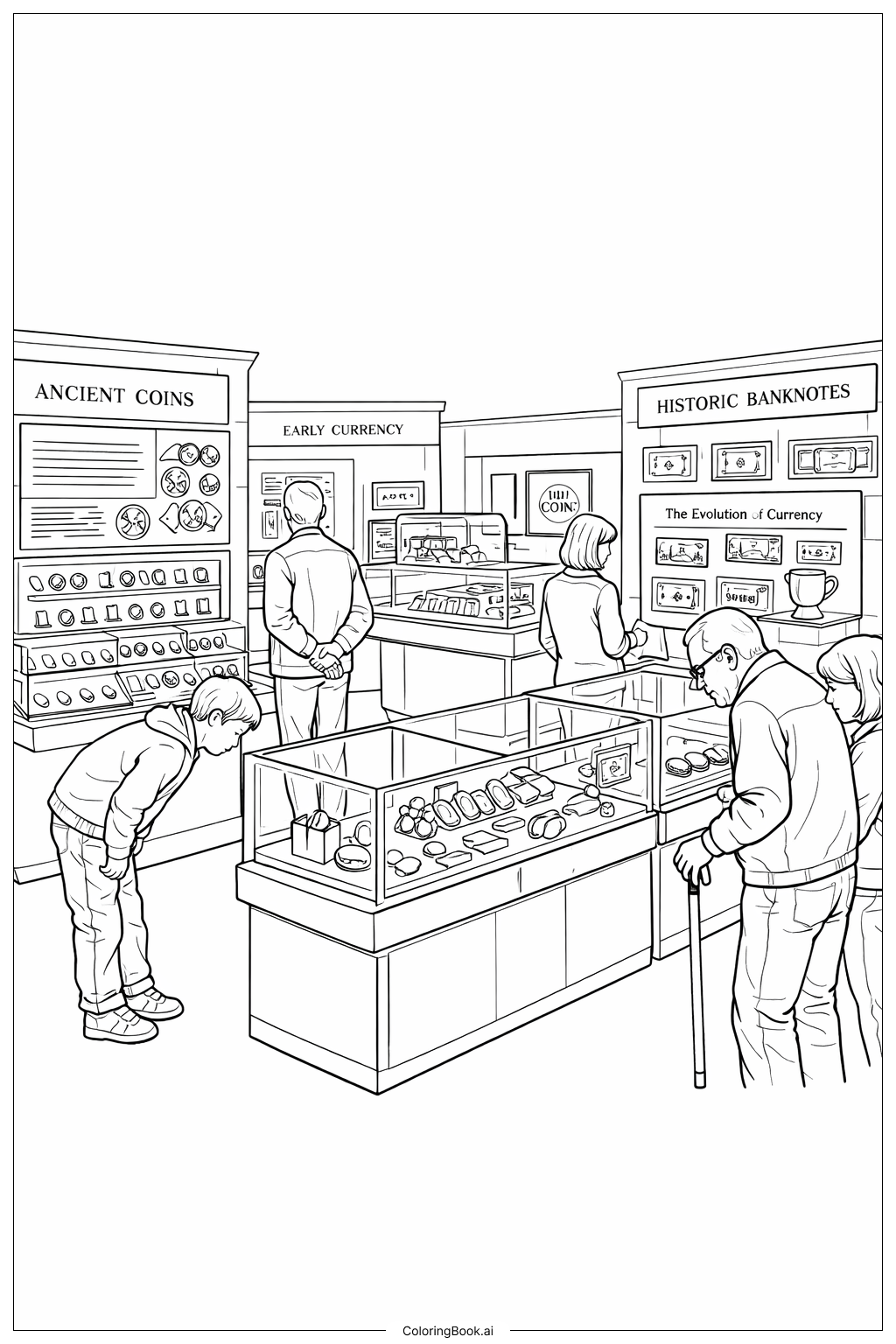  Money Museum Exhibit Room Coloring Page 