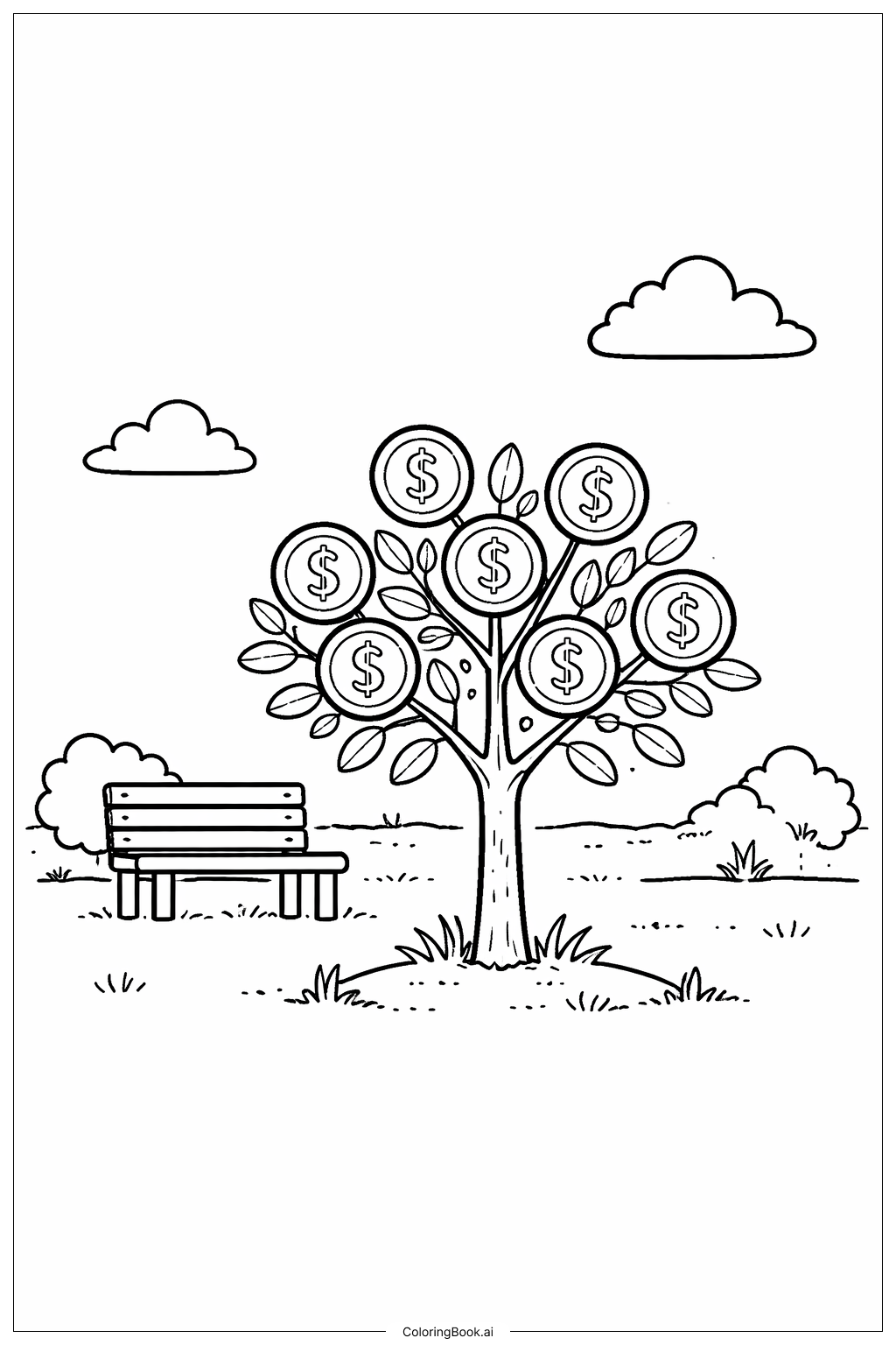 公园里的摇钱树填色页
