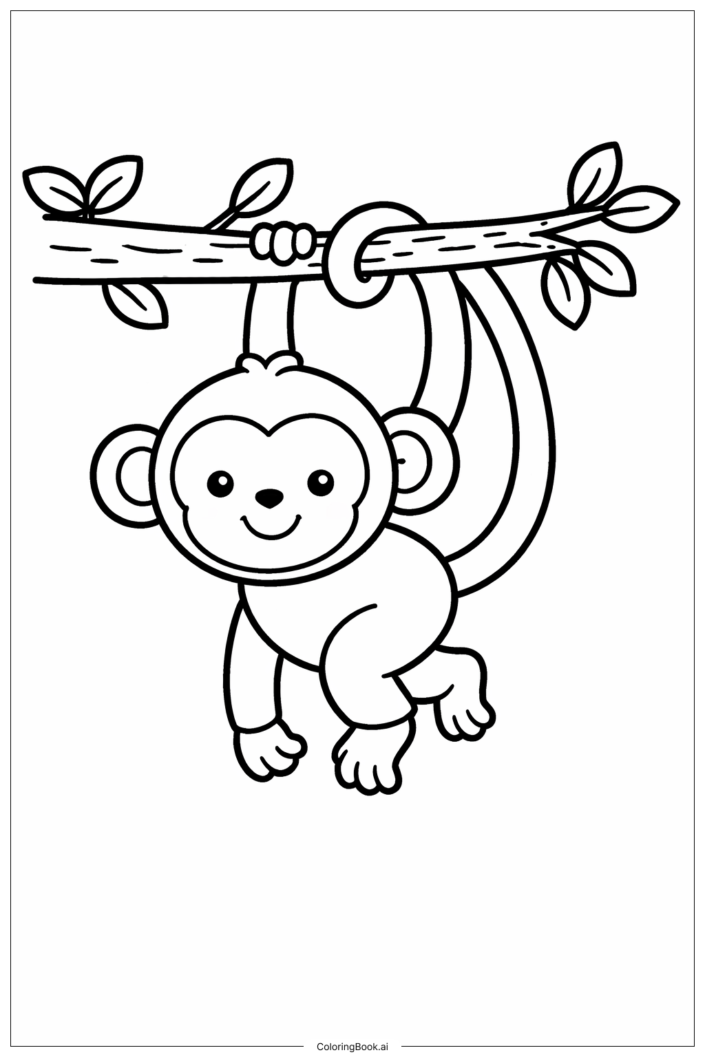  Page de coloriage Queues de singe balançant 