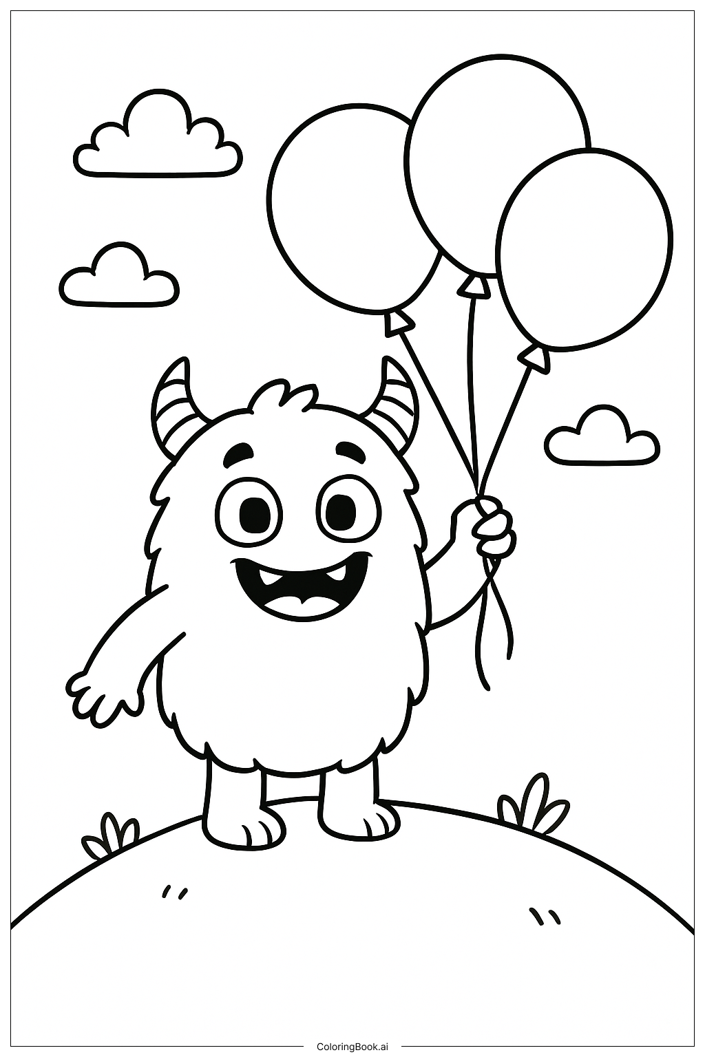  Monster Balloon Ride Coloring Page 