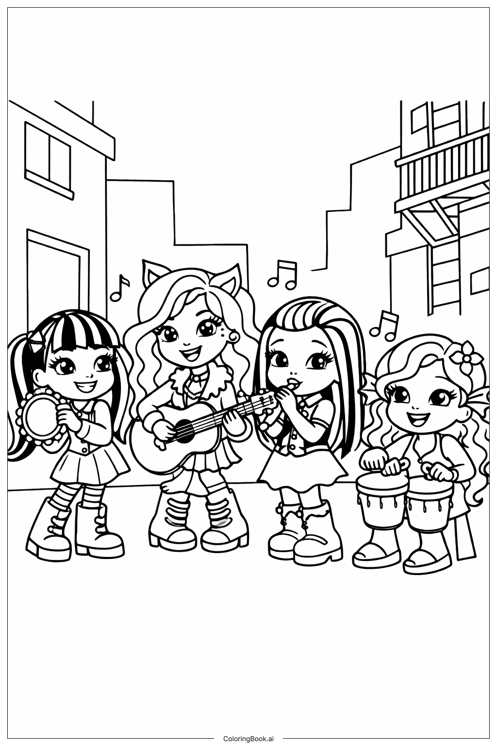  Trang tô màu Monster High Alley Band Jam 