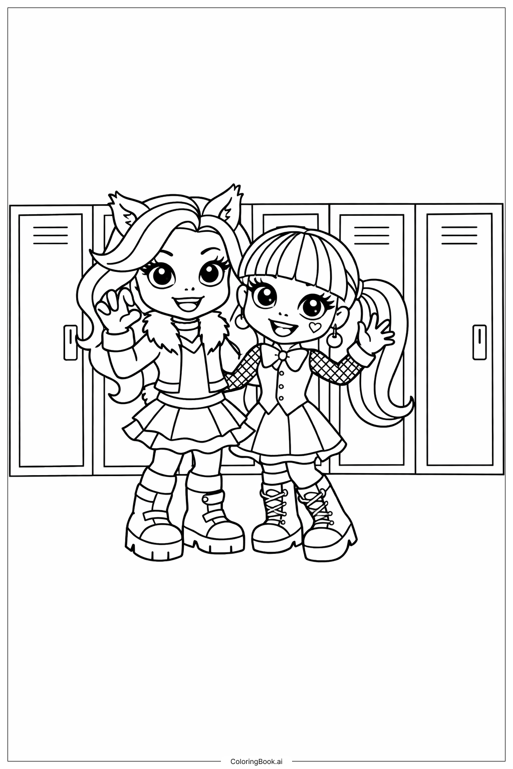  Página para colorir de Armário Escolar Monster High 
