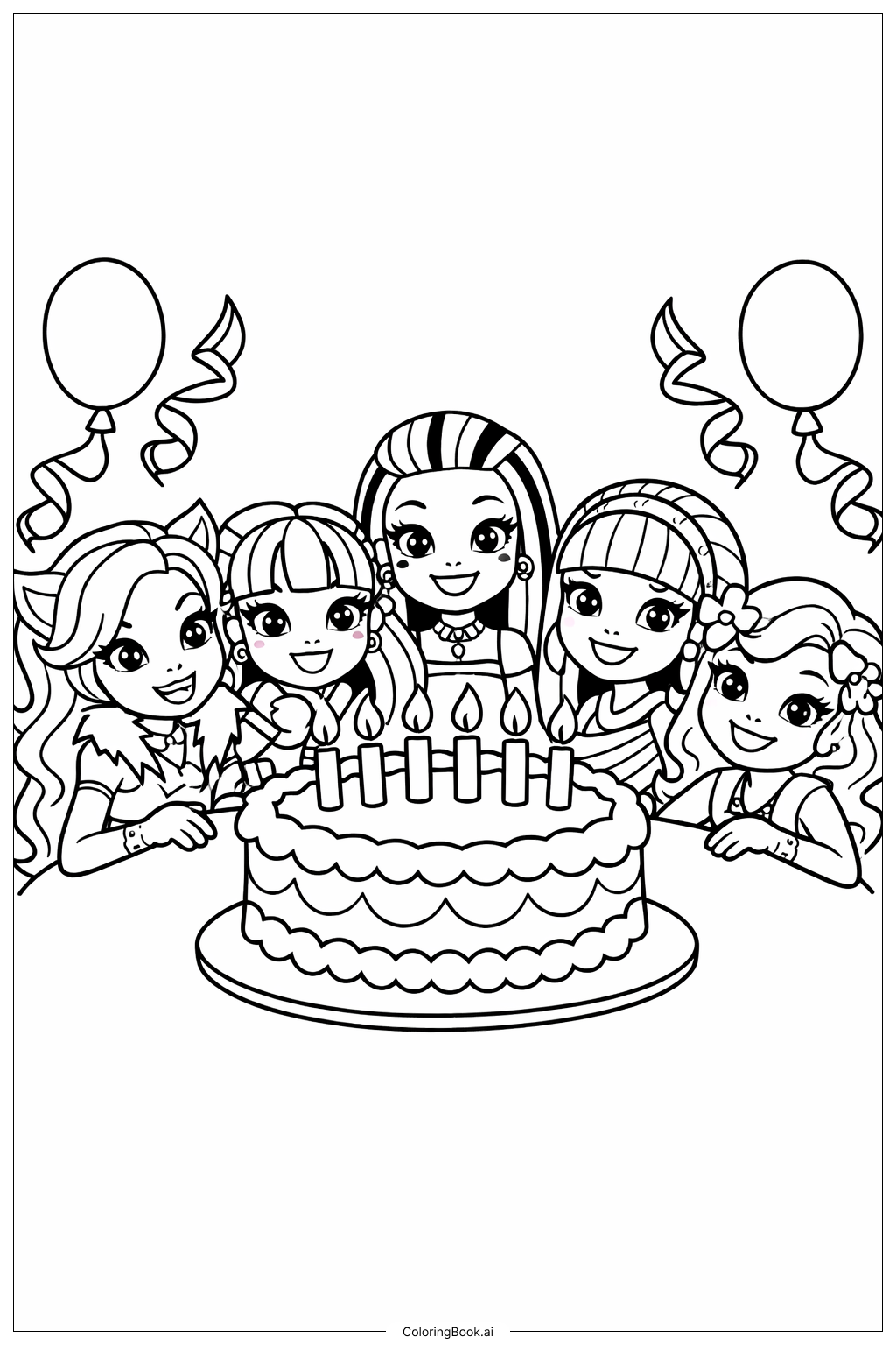  Trang tô màu Bữa Tiệc Bánh Sinh Nhật Monster High 