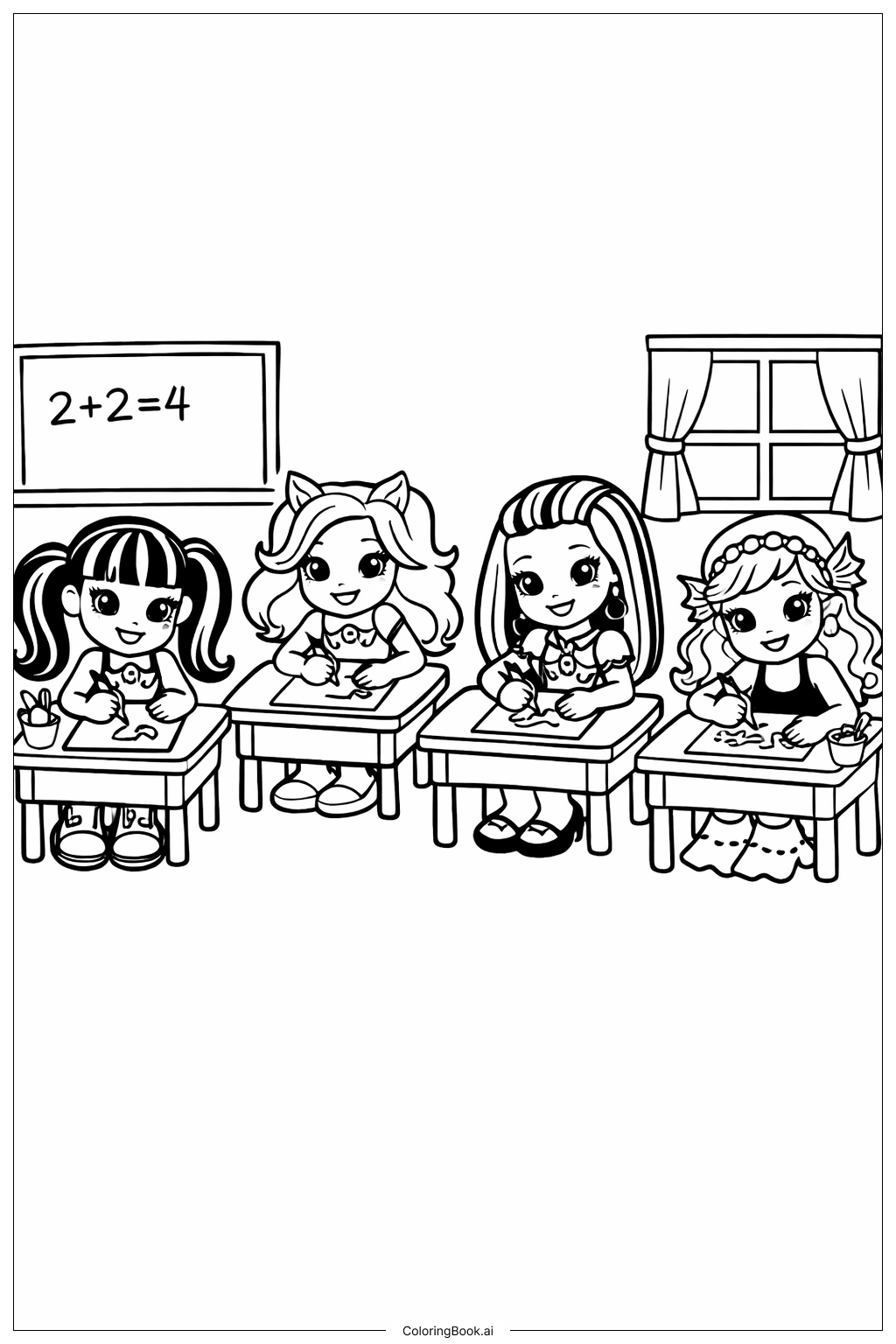  Trang tô màu Giờ Vẽ Trong Lớp Monster High 