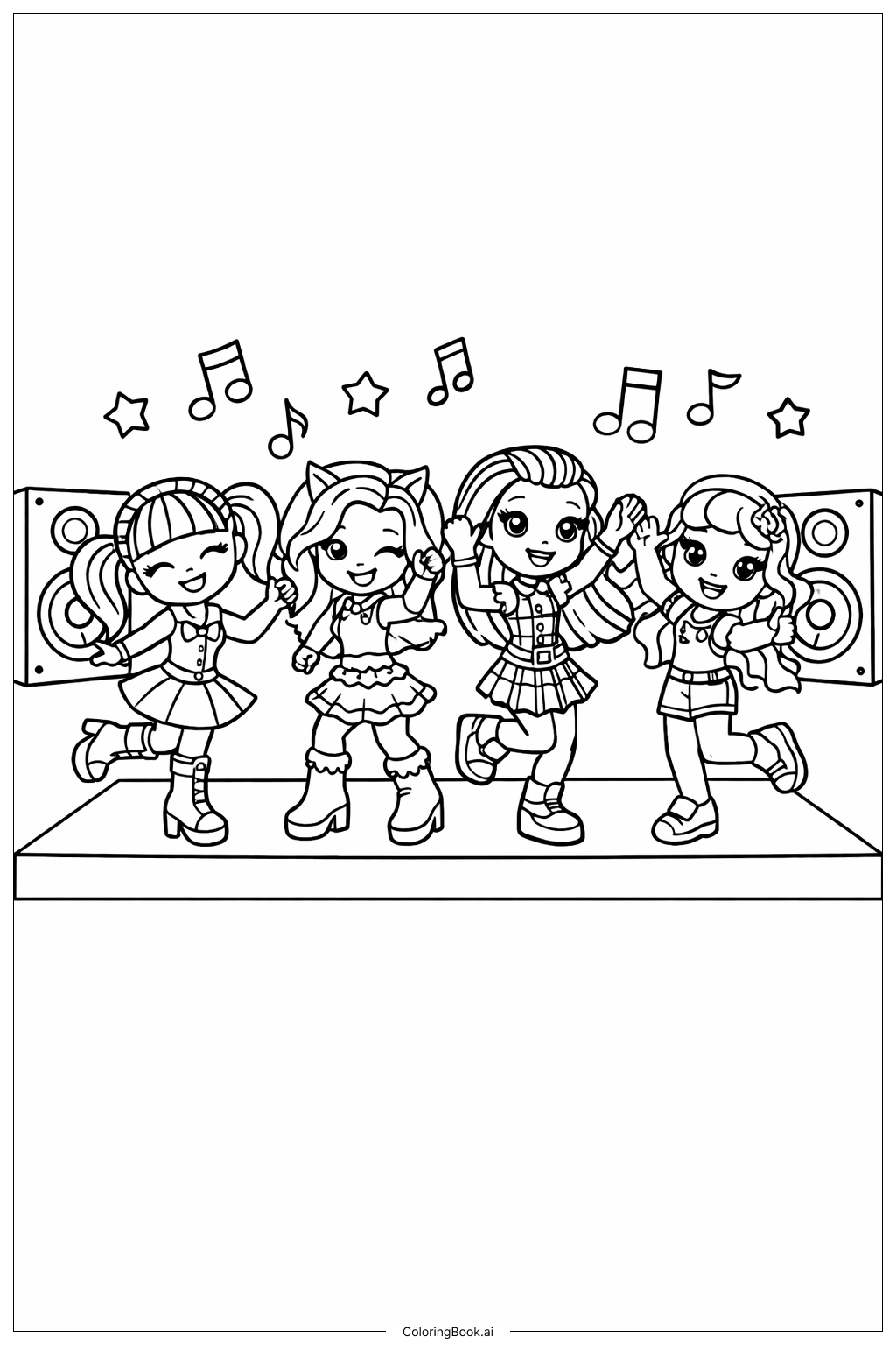  Página para colorir de Palco da Festa de Dança Monster High 