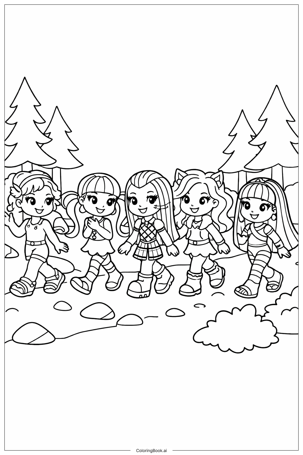  Trang tô màu Lối đi trong rừng Monster High 